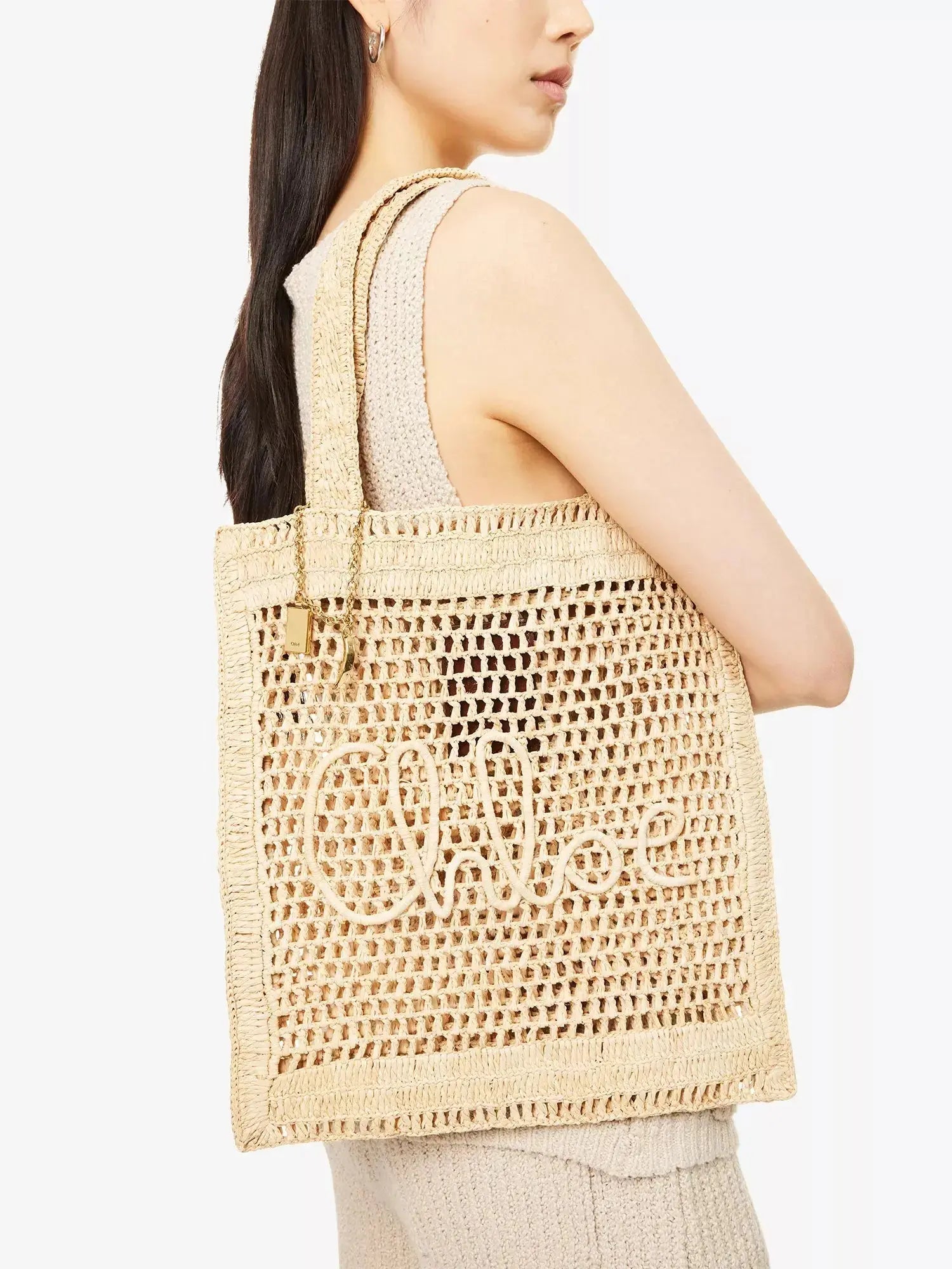 Women's Summer Banana Small Raffia Tote Bag Chloé