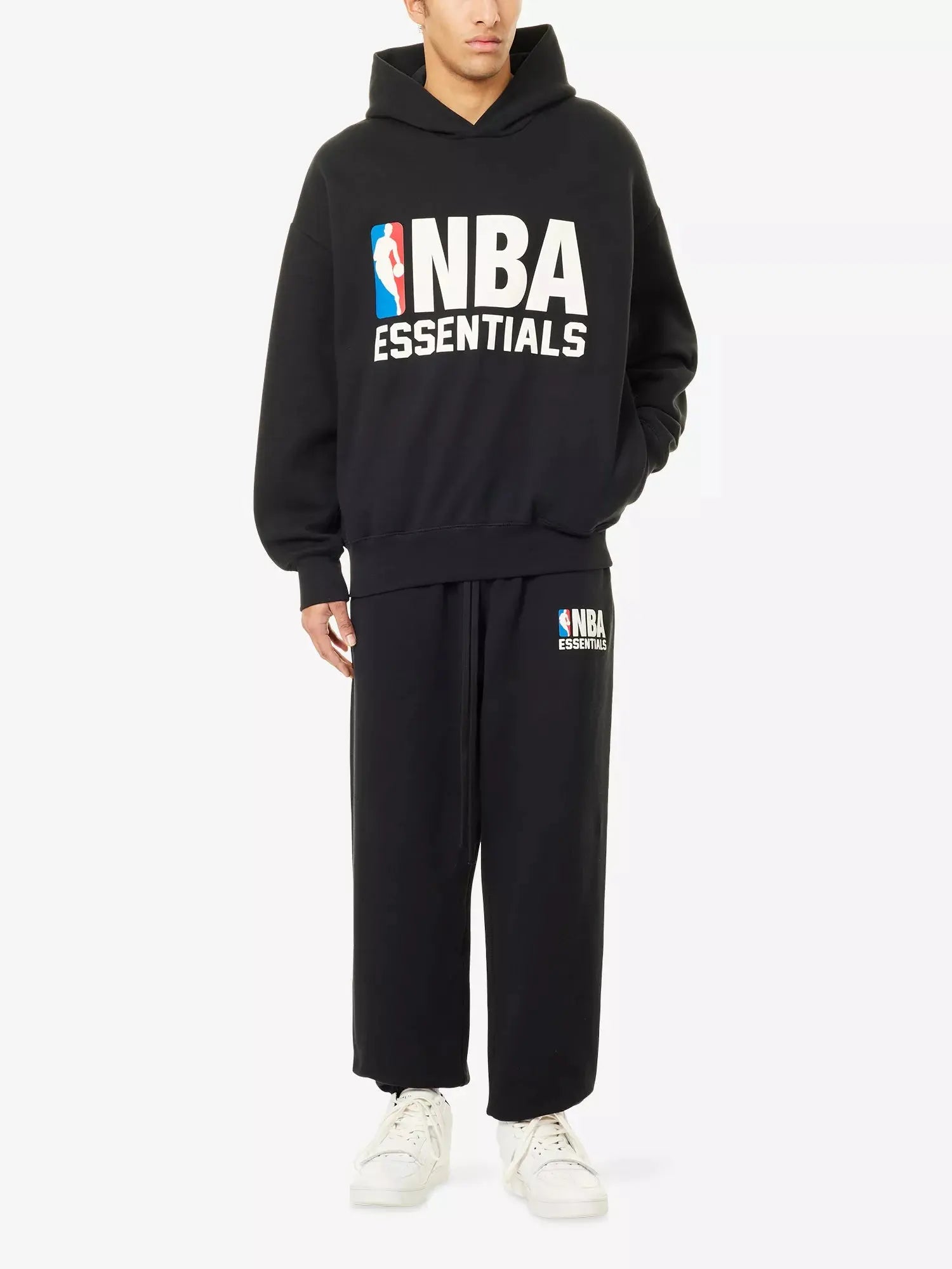 Men's FOG x ESSENTIALS x NBA Sports Printed Cotton-Blend Hoodie Fear of Gods Essentials