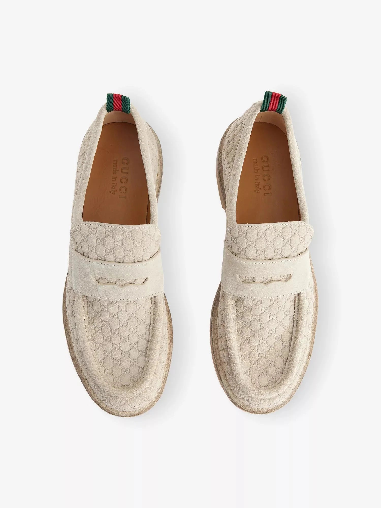 Men's Monogram Flat Suede Moccasins Gucci