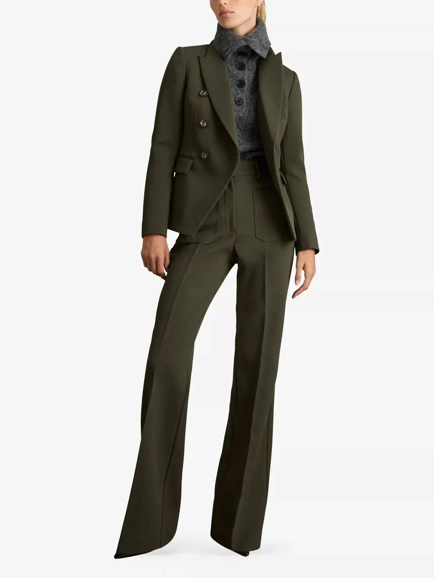 Women's Priya Double-Breasted Polyester-Blend Blazer Reiss
