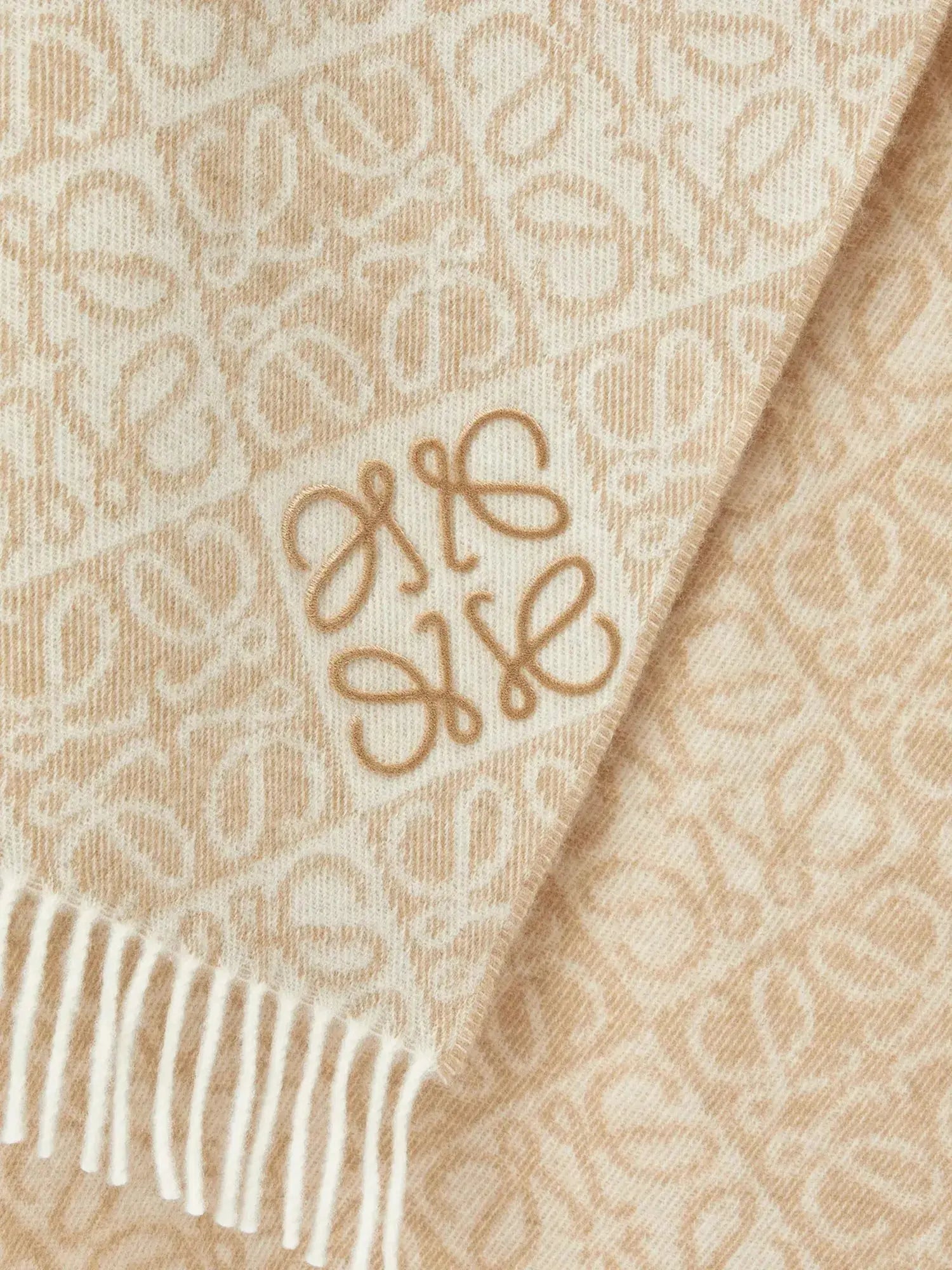 Women's Anagram-pattern wool and cashmere-blend scarf Loewe