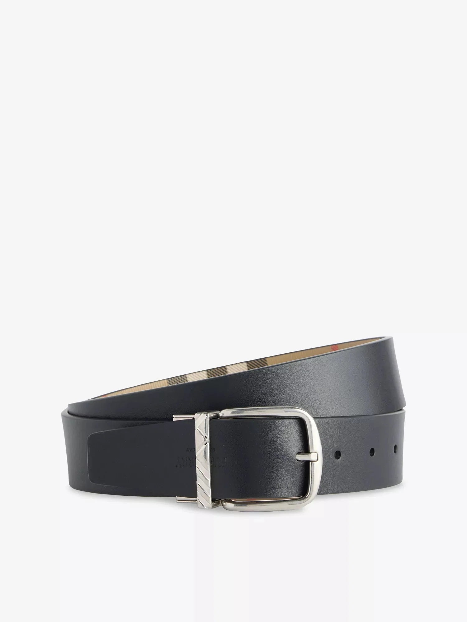 Men's The Check Leather Belt Burberry