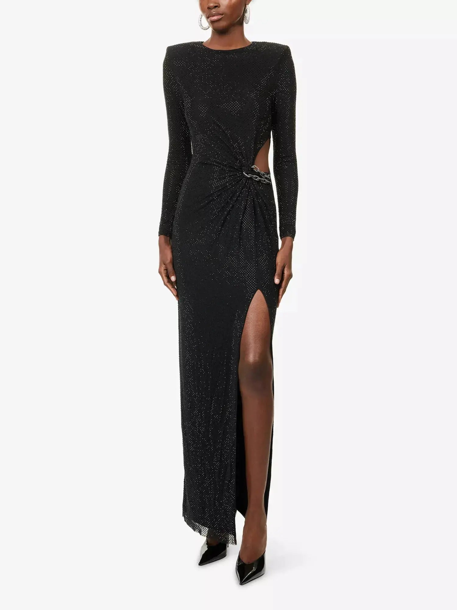 Women's Rhinestone-Embellished Cut-Out Stretch-Mesh Maxi Dress Self-Portrait