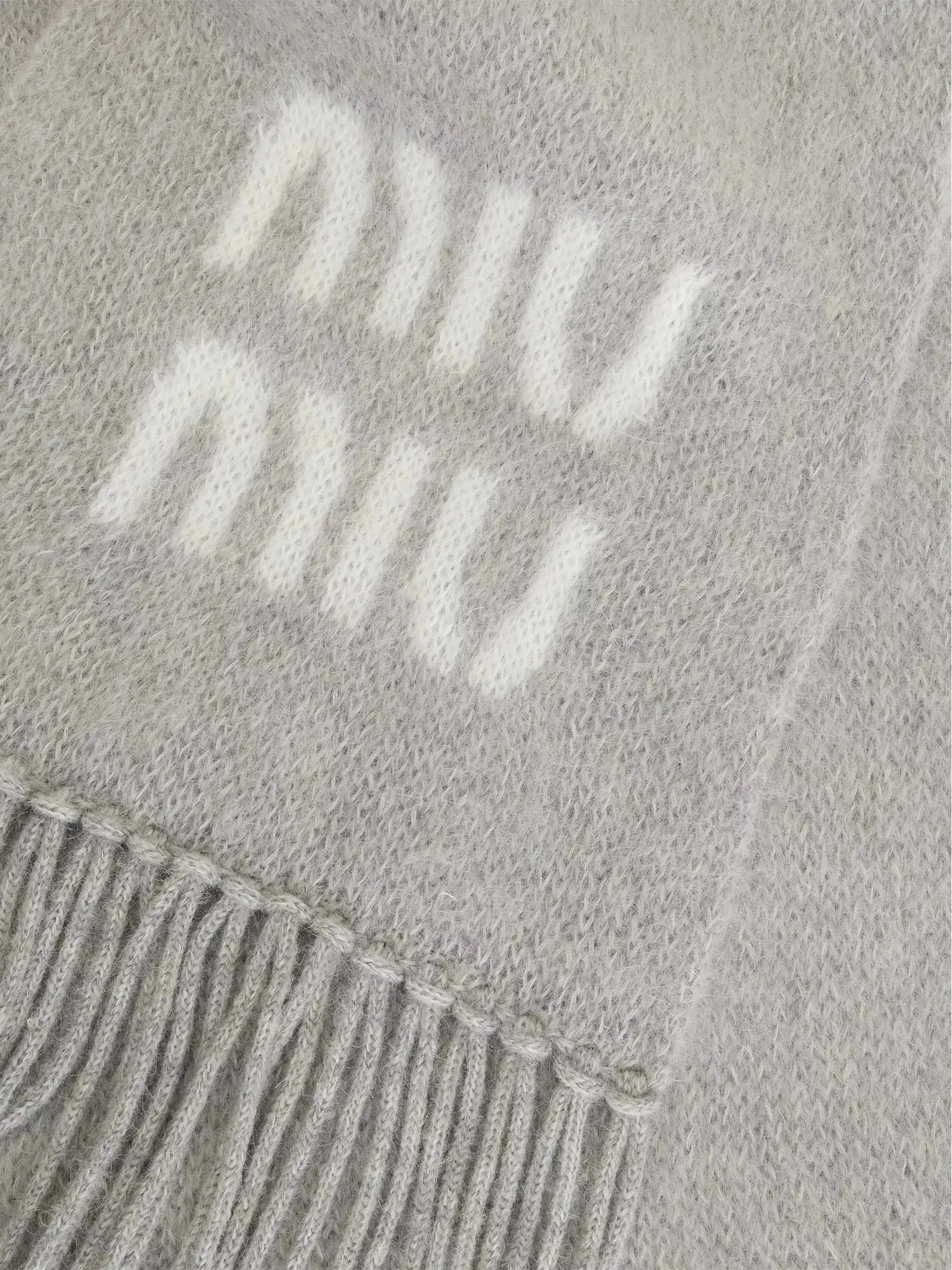 Women's Logo-Jacquard Fringed Mohair-Blend Scarf Miu Miu