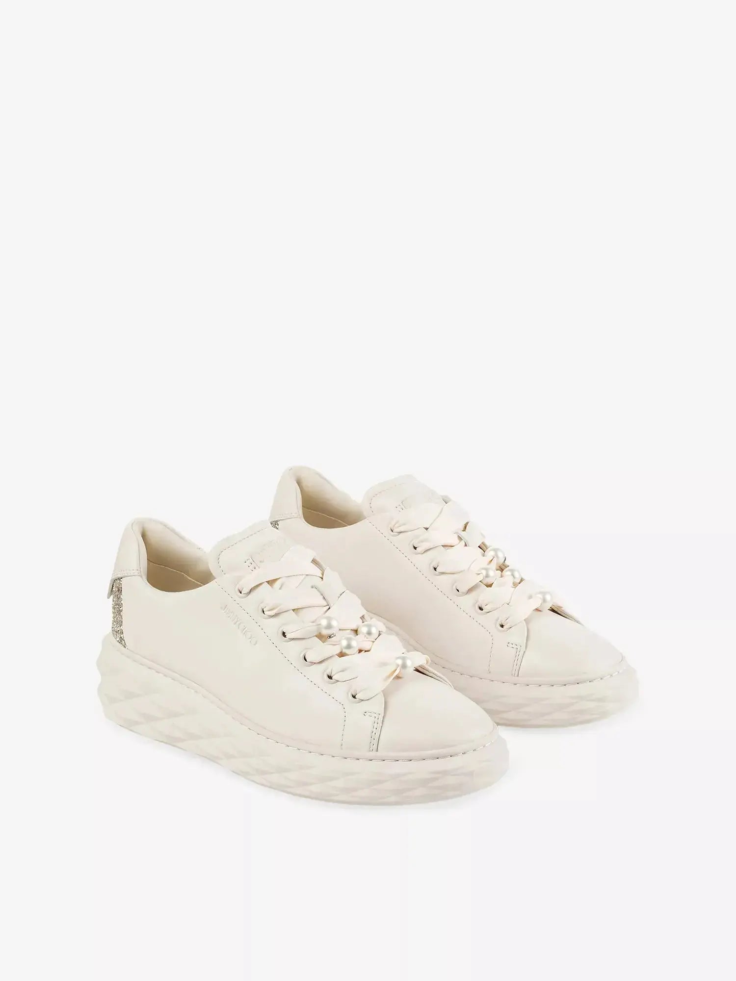 Women's Diamond Light Maxi Glitter-Embellished Leather Trainers Jimmy Choo
