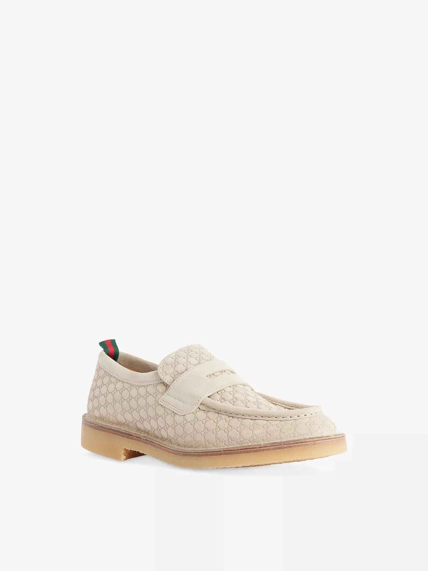 Men's Monogram Flat Suede Moccasins Gucci