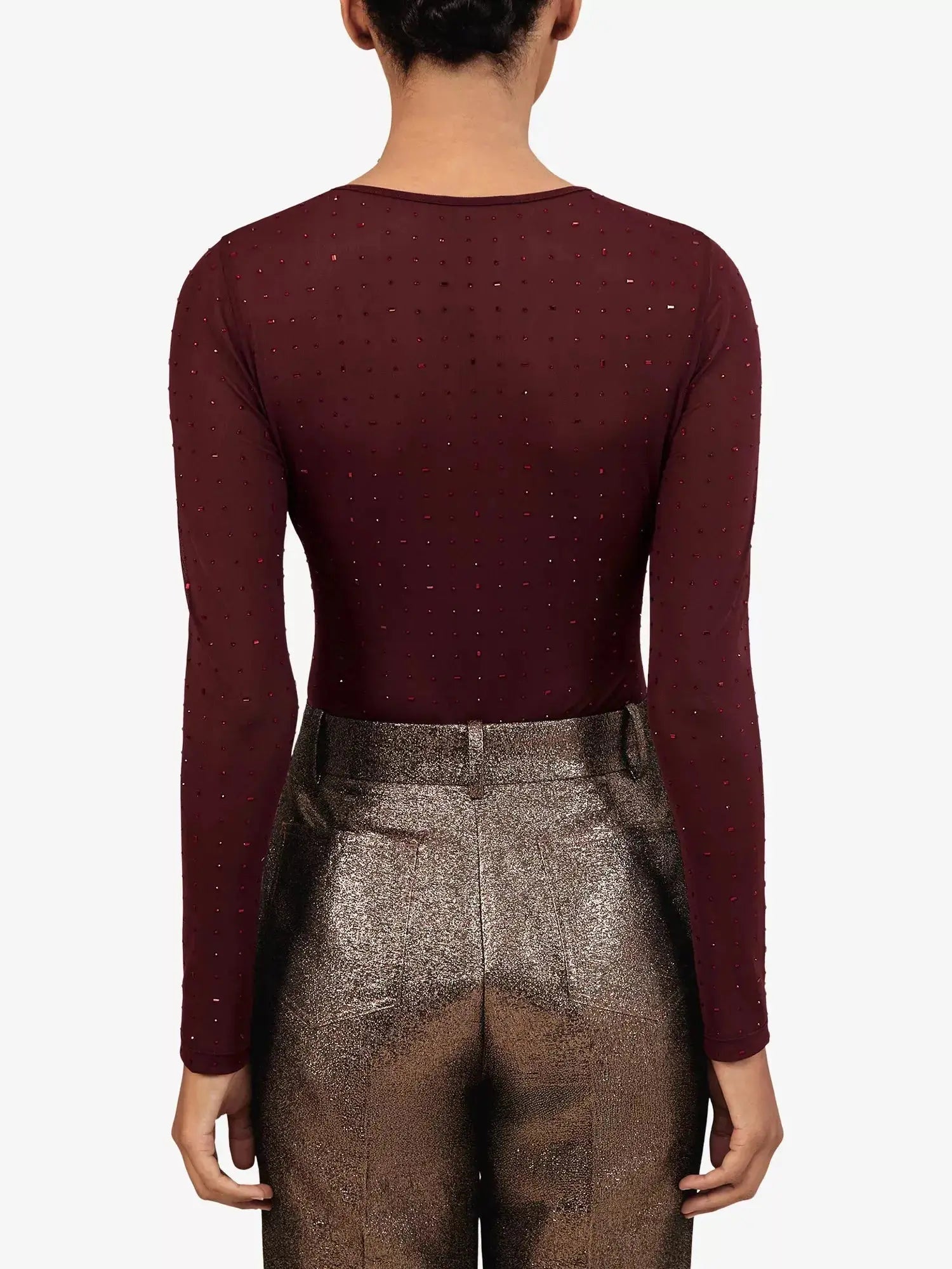 Women's Pippa Crystal-Embellished Stretch-Mesh Bodysuit Reiss
