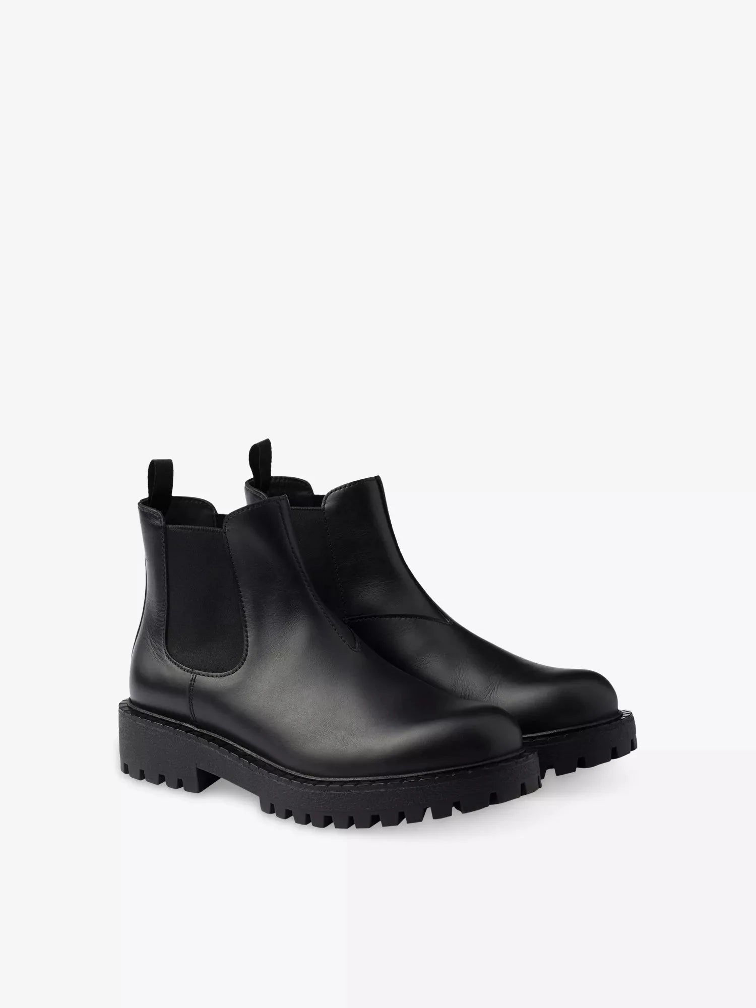 Men's Lug Tread Leather Chelsea Boots Prada