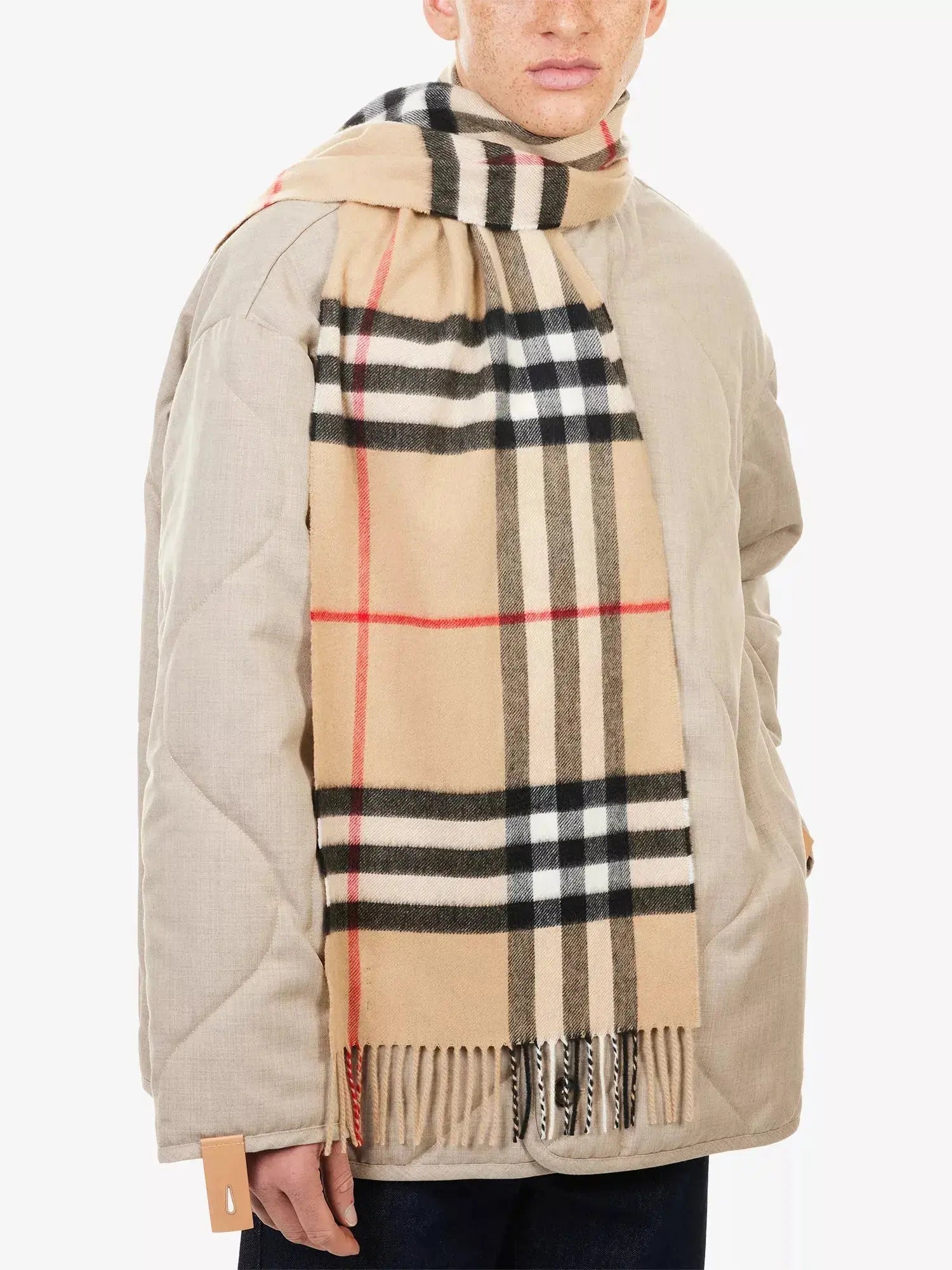 Women's Giant Check fringed cashmere scarf Burberry