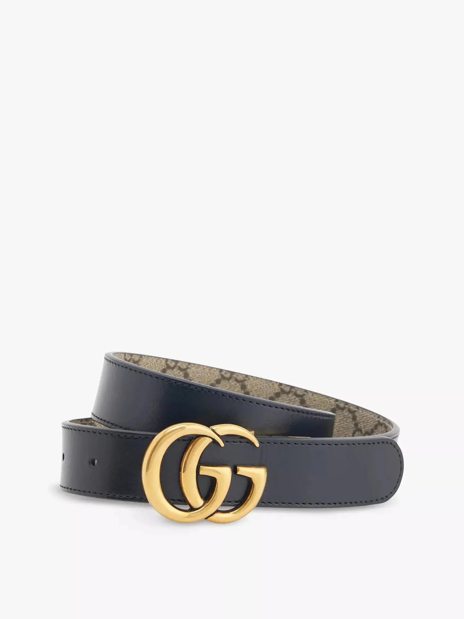 Women's Monogram-print brand-plaque leather belt Gucci
