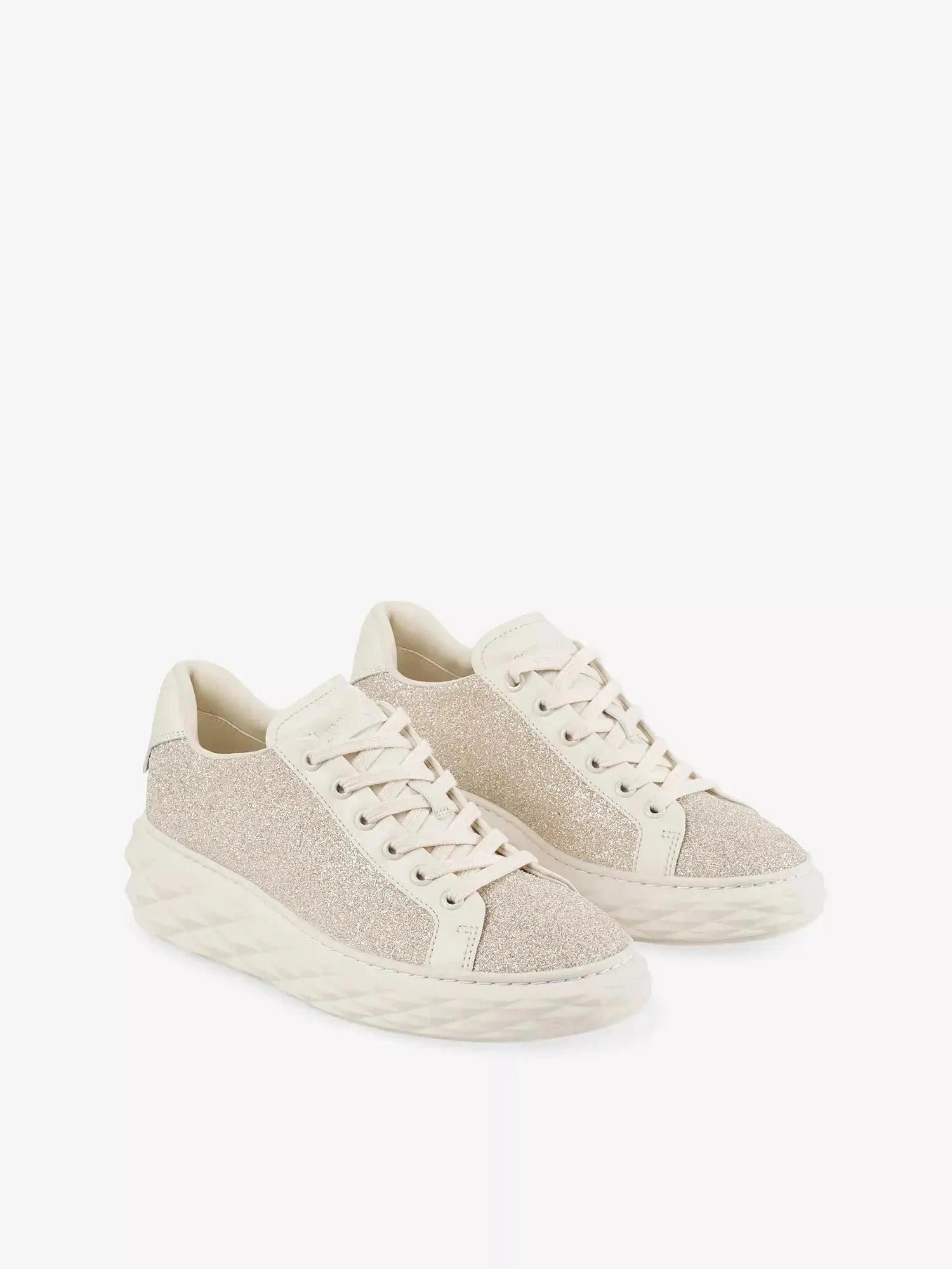 Women's Diamond Light Maxi Glitter-Embellished Leather Trainers Jimmy Choo
