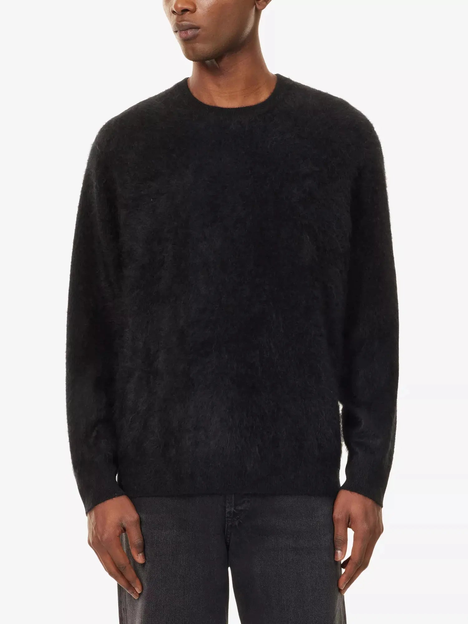 Men's Brushed-Knit Crewneck Cashmere Jumper Soft Goat