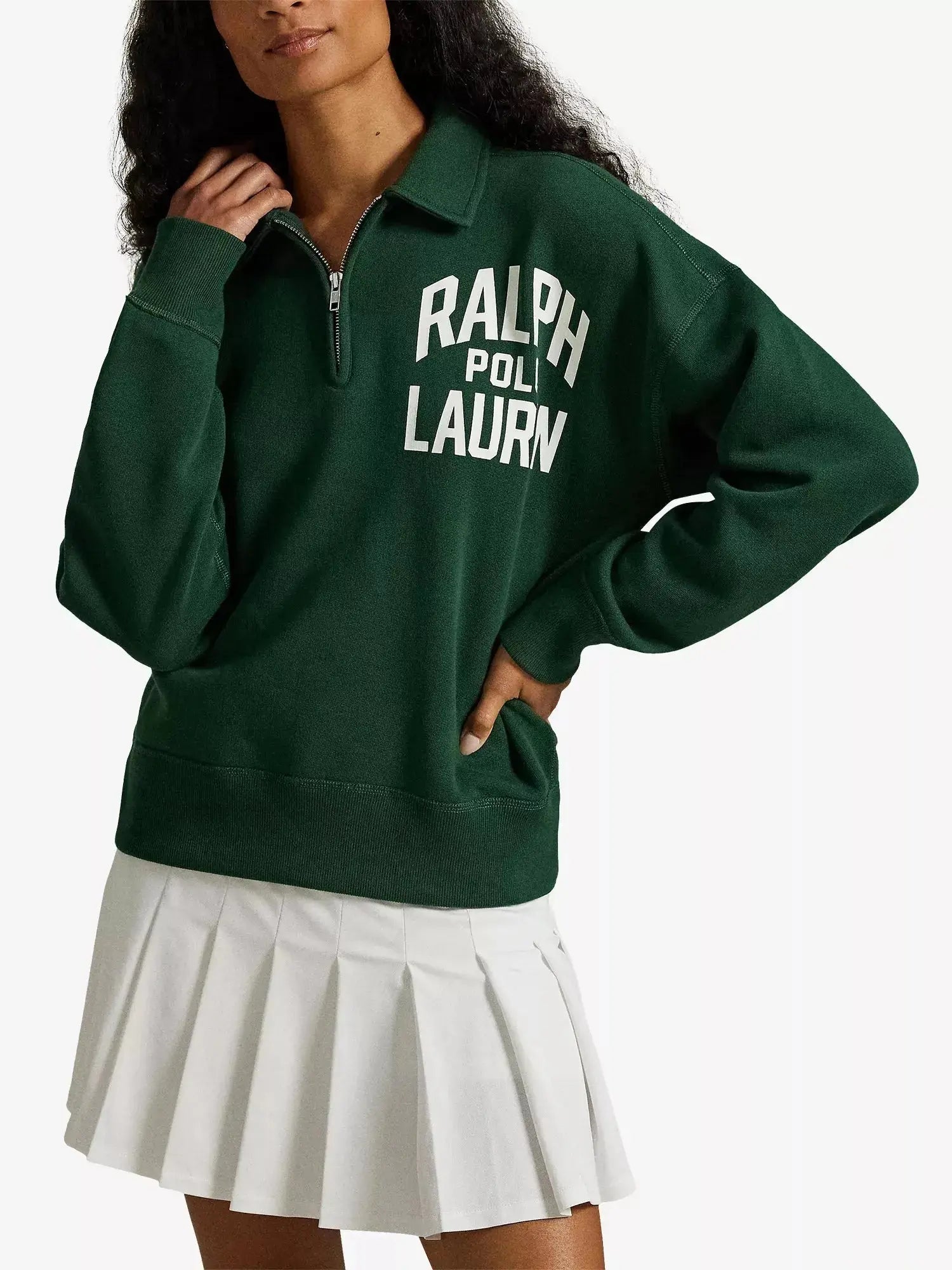 Women's Branded-Print Half-Zip Cotton-Blend Sweatshirt Polo Ralph Lauren