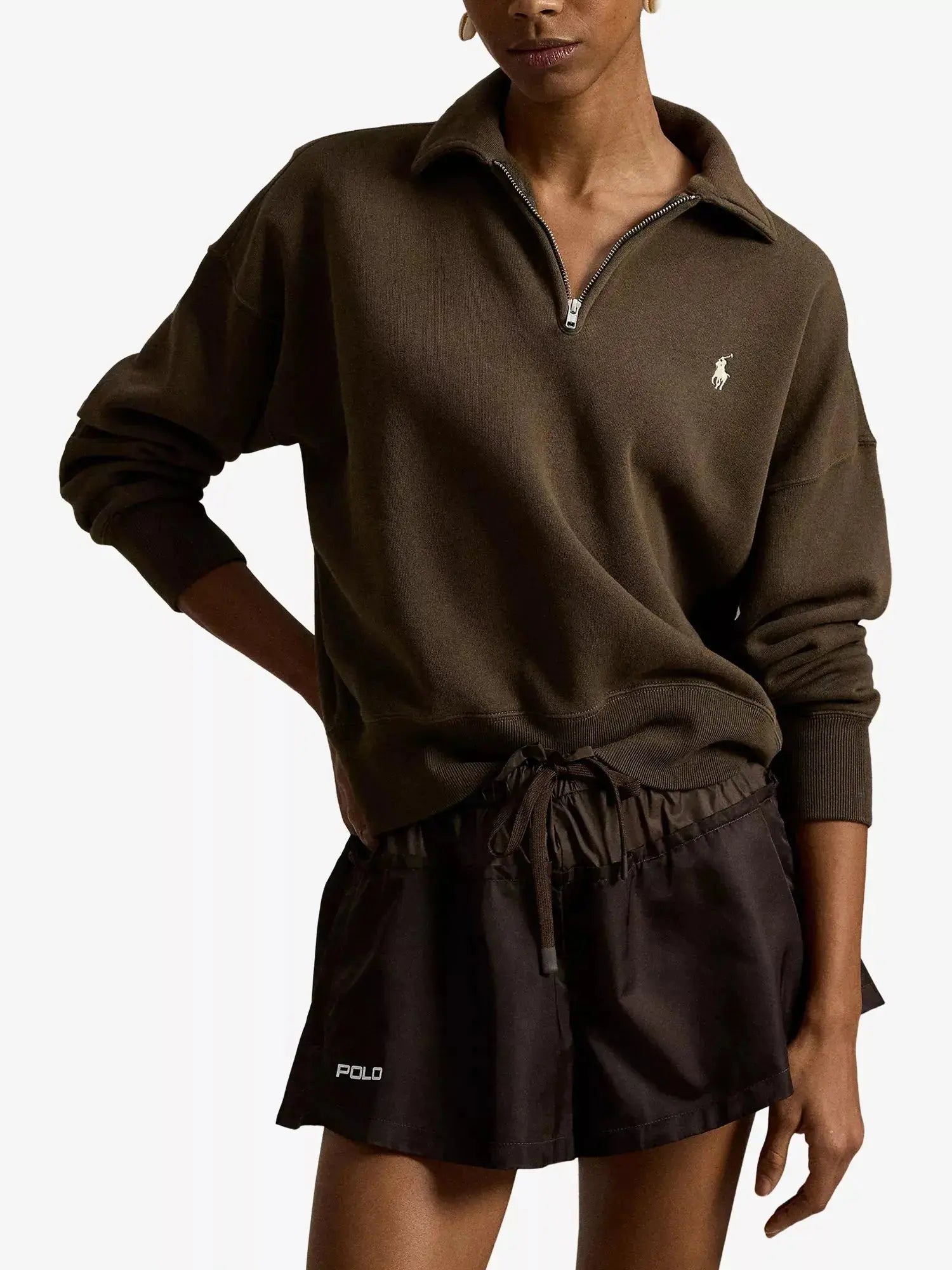 Women's Brand-Embroidered Half-Zip Cotton-Blend Sweatshirt Polo Ralph Lauren