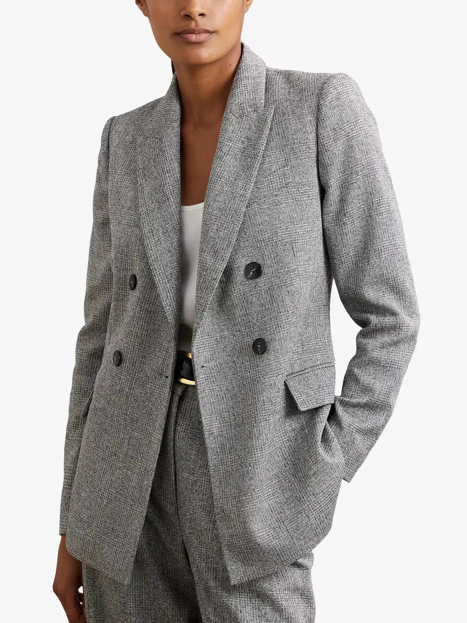 Women's Darlton Double-Breasted Stretch-Woven Blazer Reiss