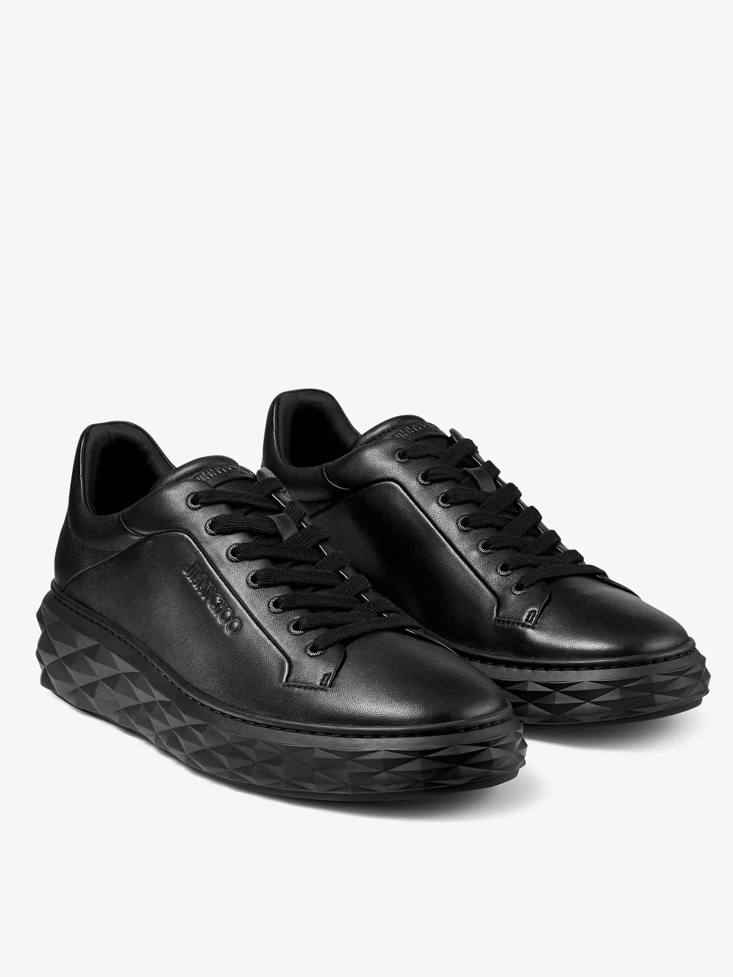Men's Diamond Maxi logo-embossed leather low-top trainers Jimmy Choo