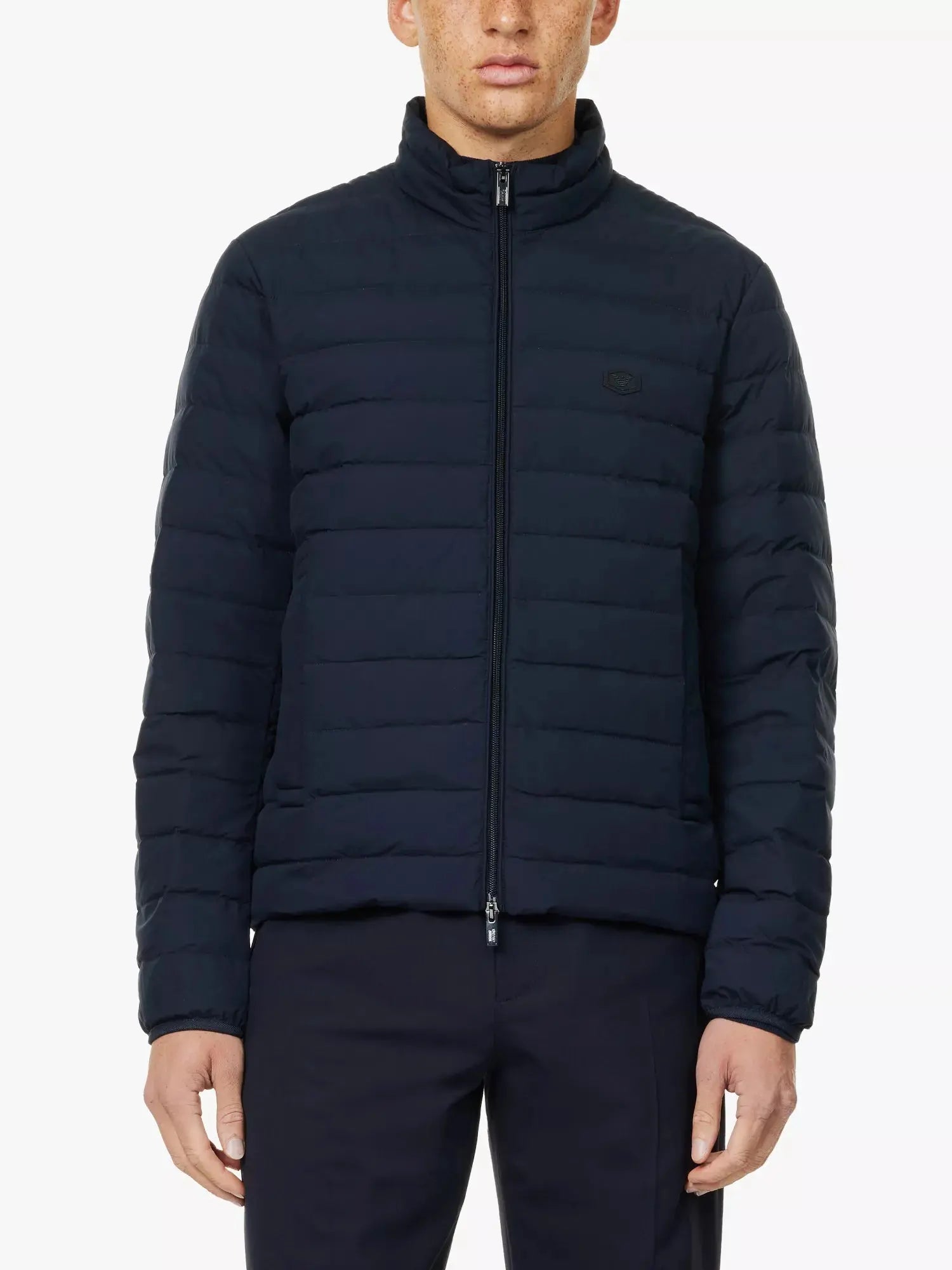 Men's Badge padded slim-fit woven-down jacket Emporio Armani