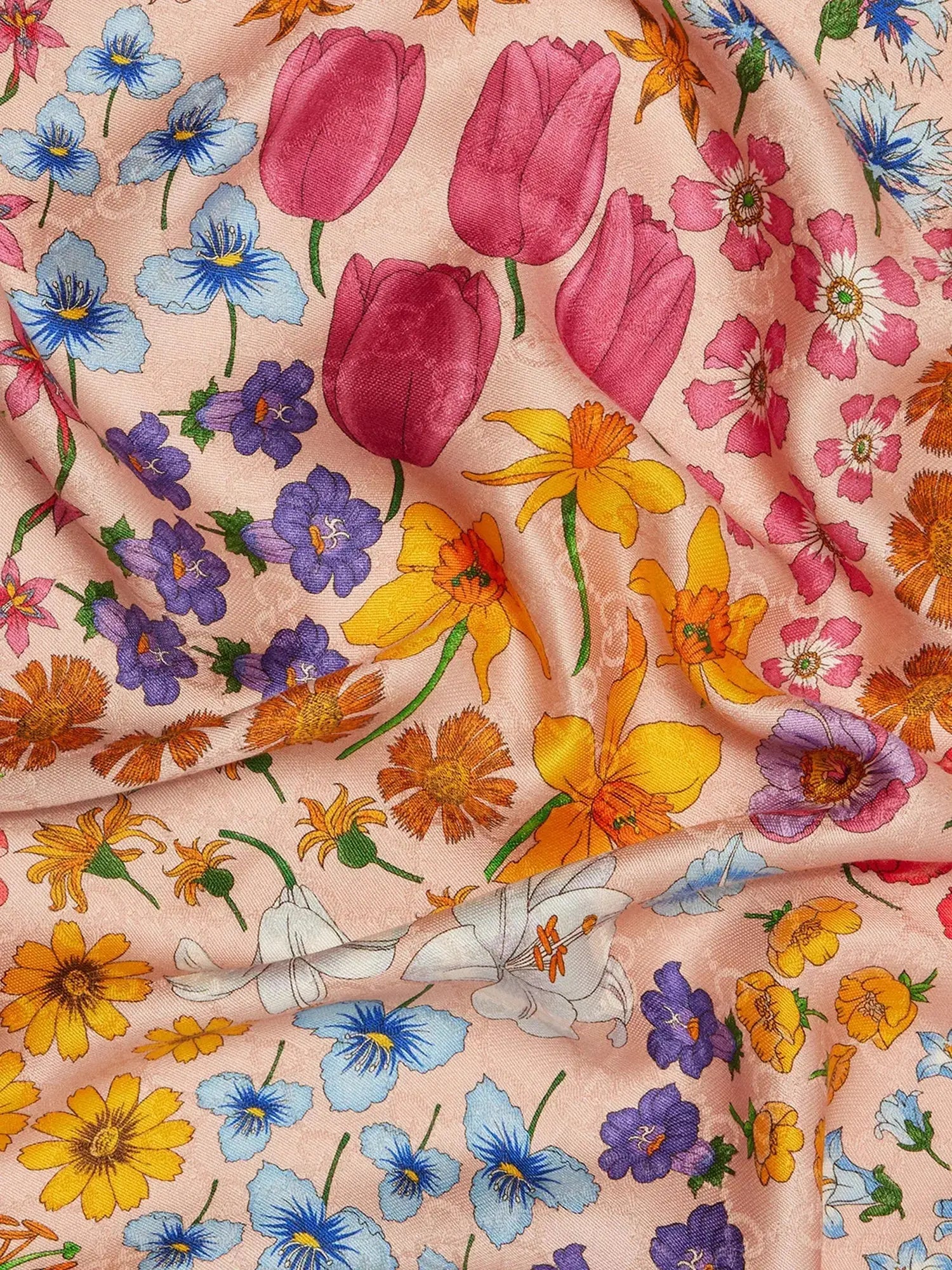 Women's Erbarium Floral-Print Silk-and-Wool-Blend Scarf Gucci
