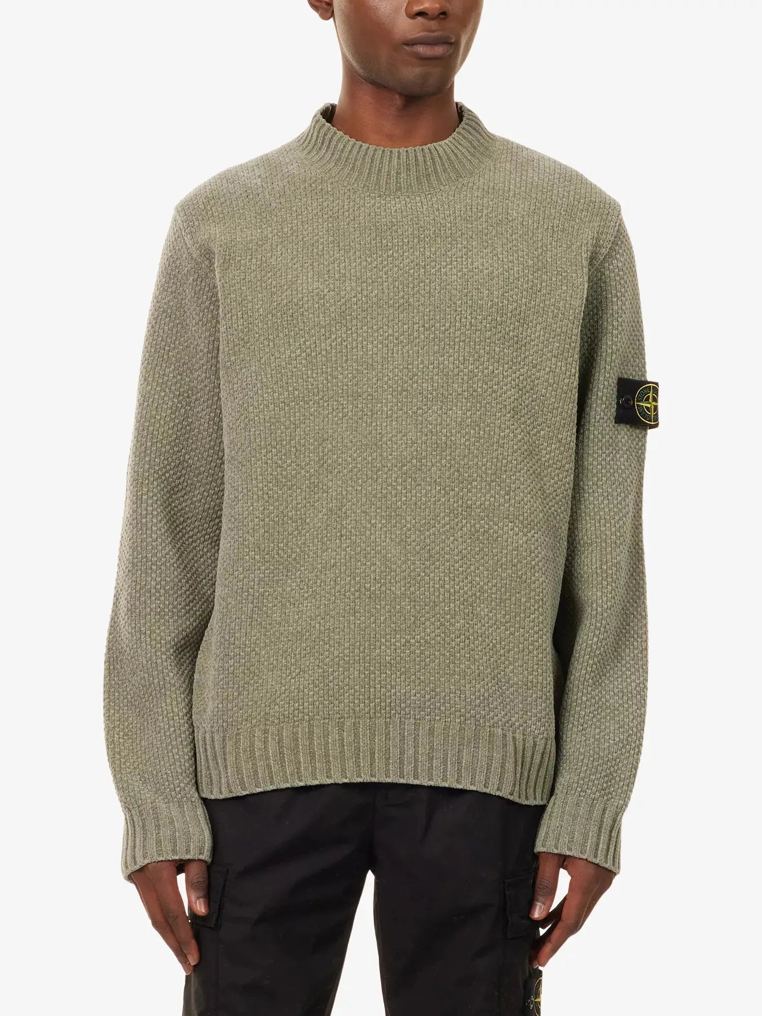Men's Moss-Stitch Mock-Neck Cotton-Chenille Jumper Stone Island