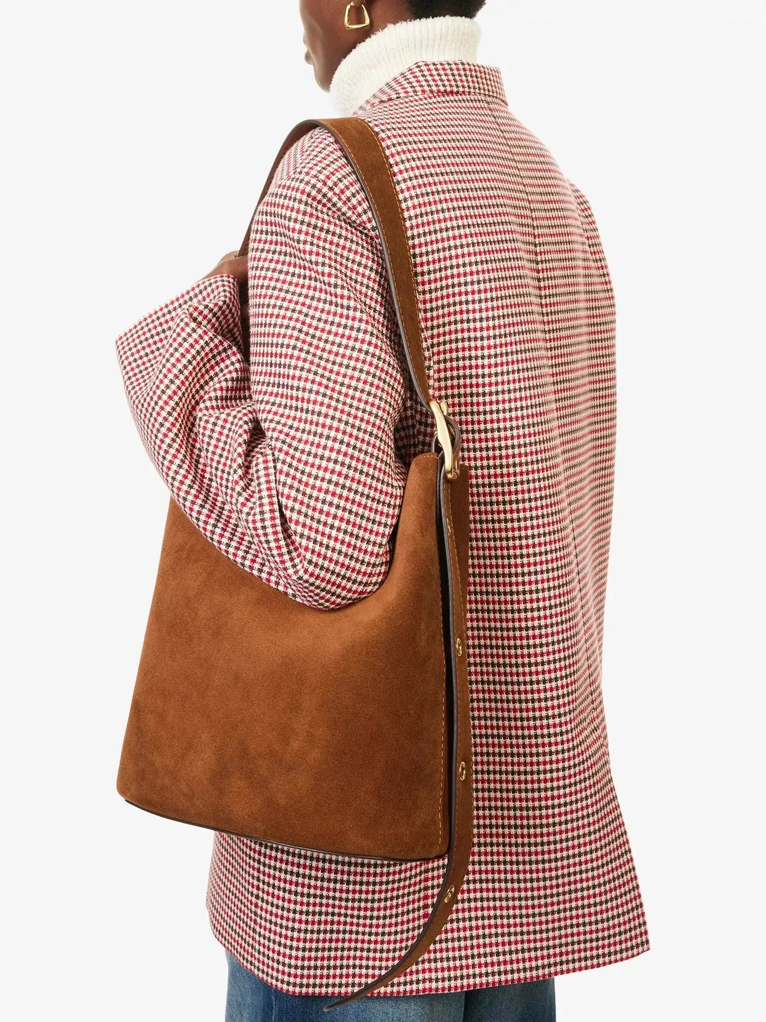 Women's Bleecker Foil-Print Logo Leather-Suede Bucket Bag Coach