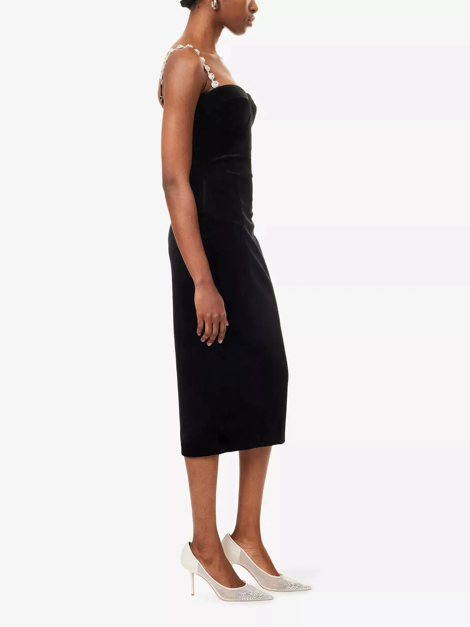 Women's Eliza Jewel-Straps Velvet Midi Dress Nadine Merabi