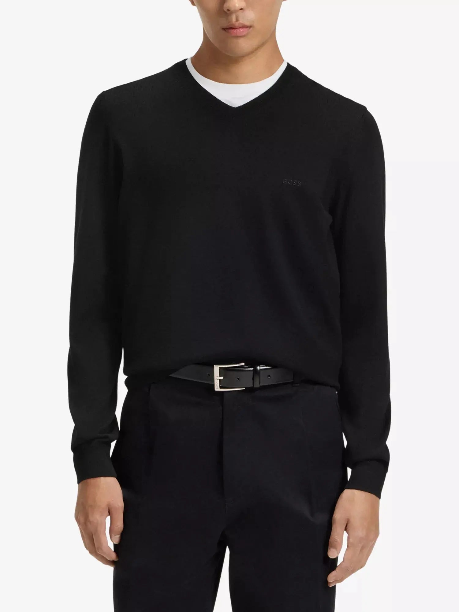 Men's Embroidered-logo regular-fit wool knitted jumper Boss