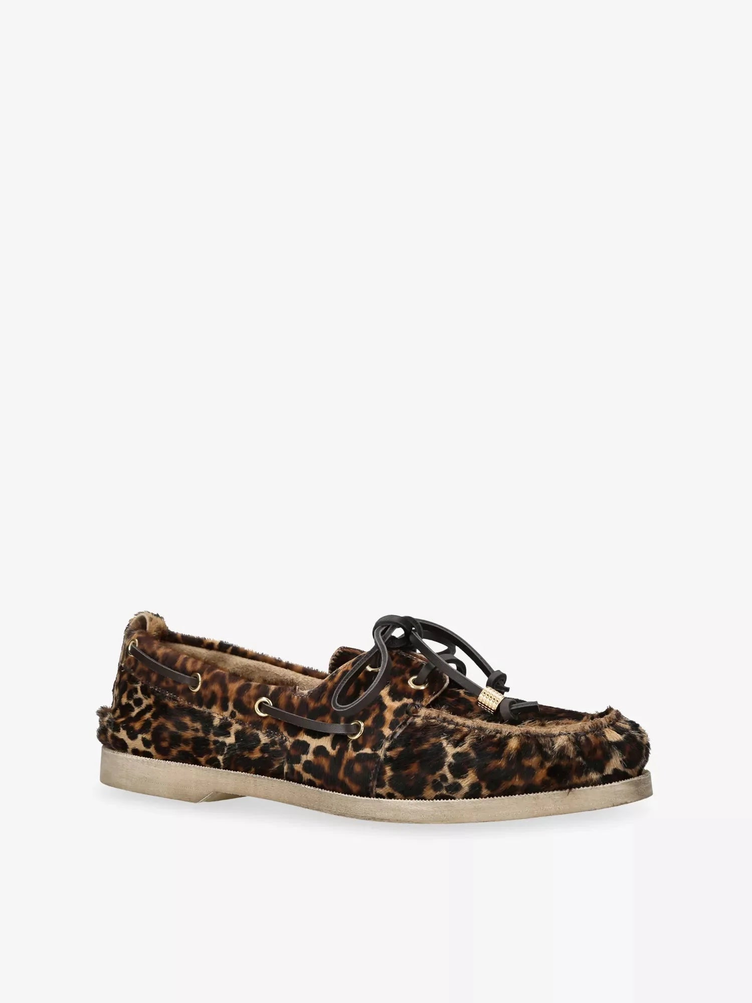 Men's Leopard-Print Leather Boat Shoes Golden Goose