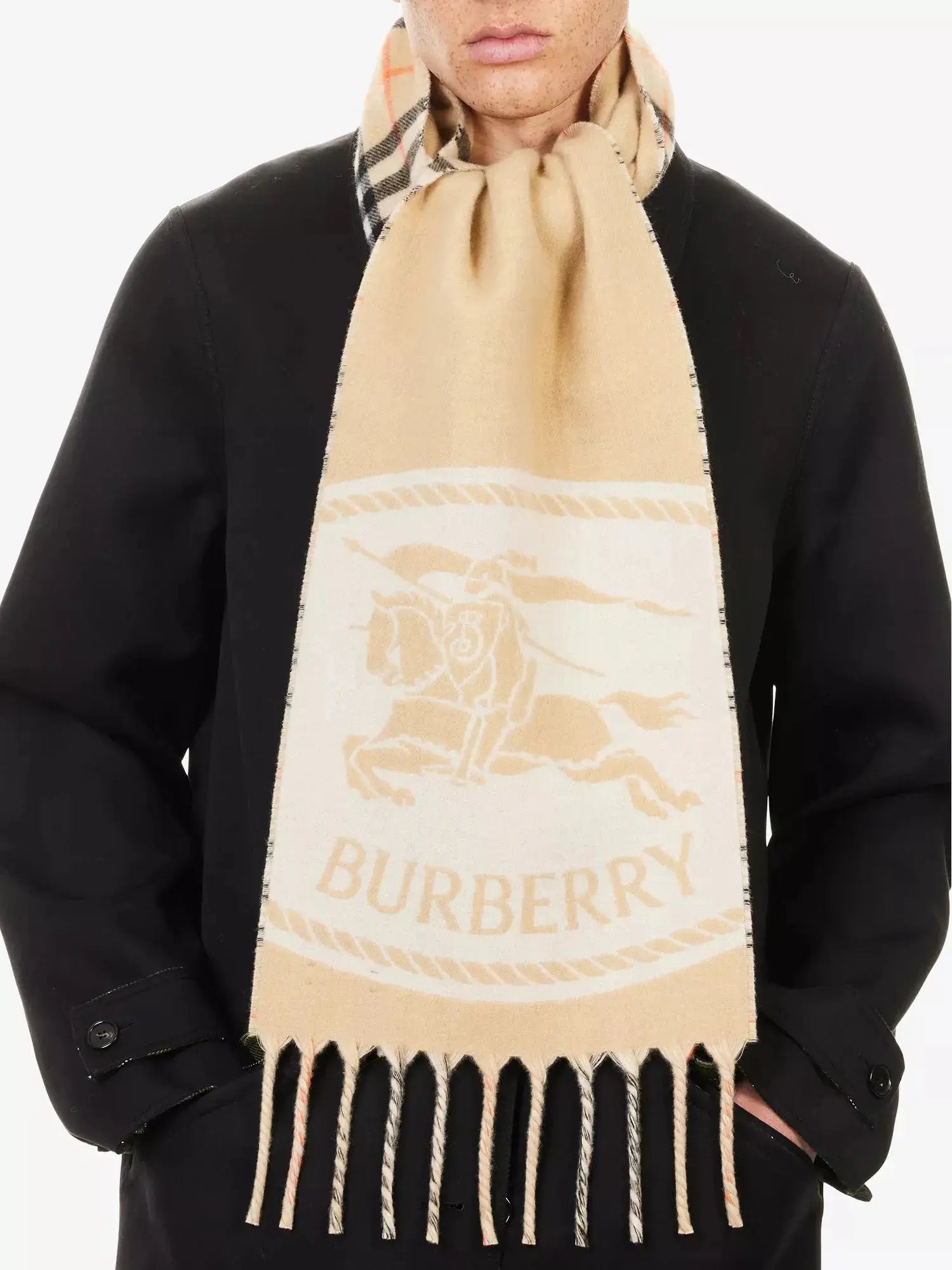 Women's Knight Logo Cashmere Scarf Burberry