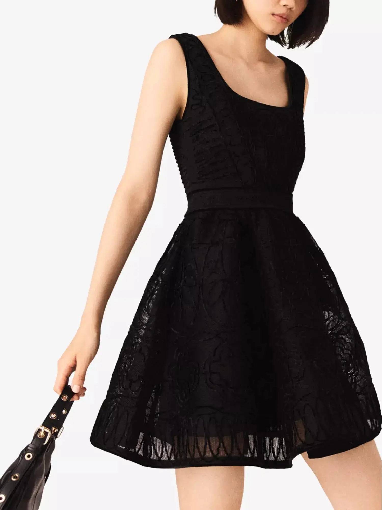 Women's Floral-Embroidered Square-Neck Woven Mini Dress Maje