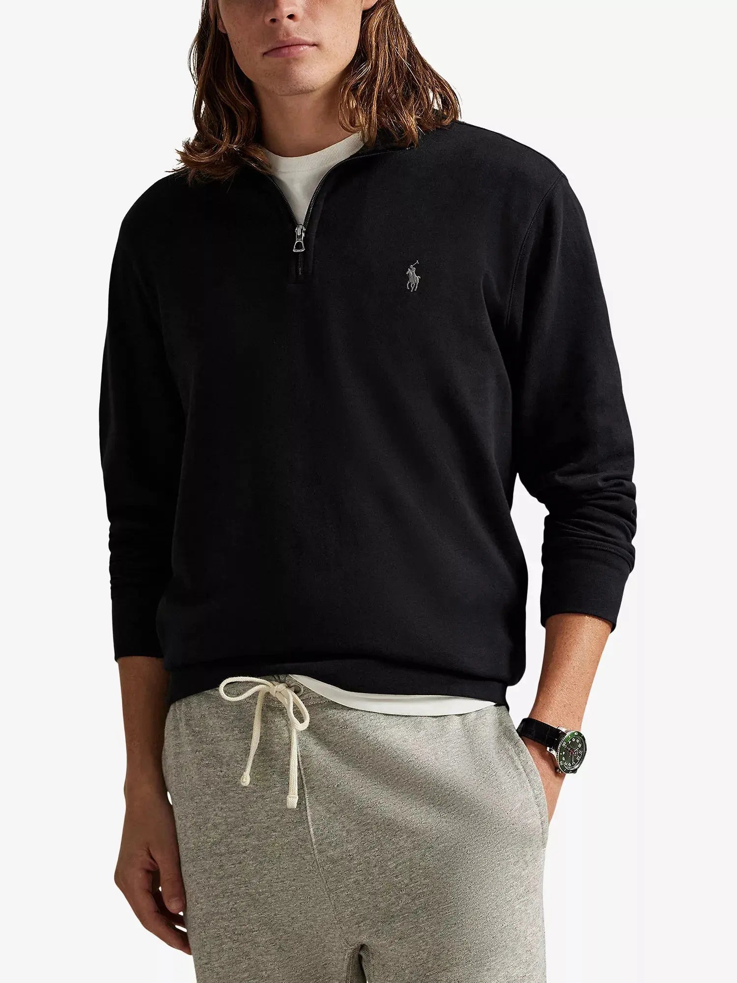 Men's Brand-Embroidered Half-Zip Cotton-Blend Sweatshirt Polo Ralph Lauren