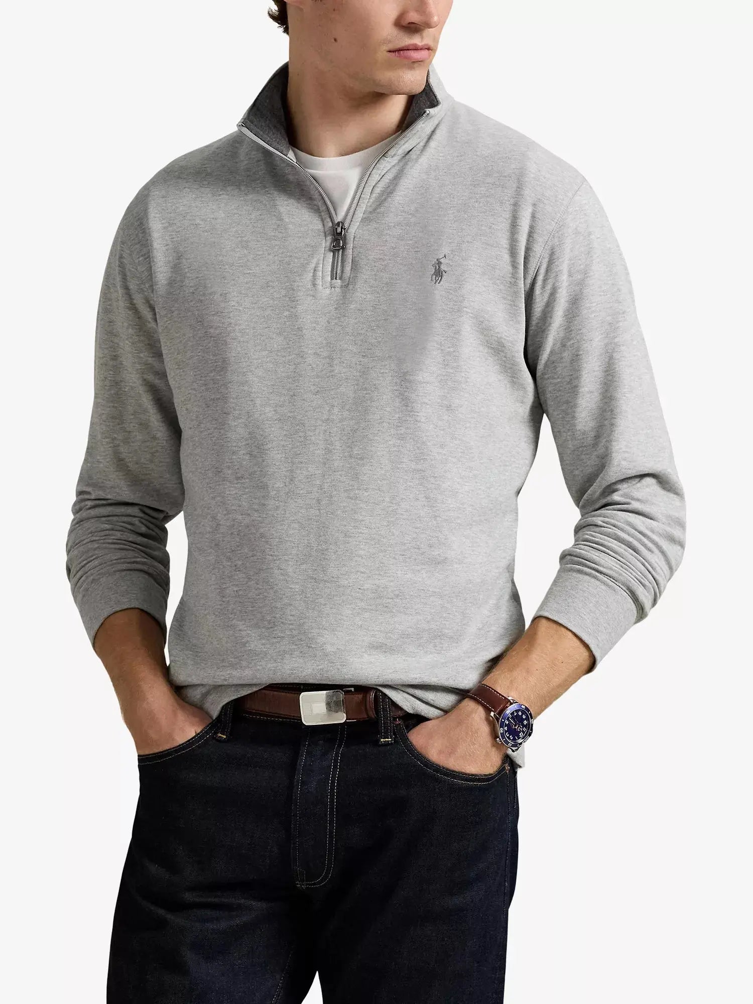 Men's Brand-Embroidered Half-Zip Cotton-Blend Sweatshirt Polo Ralph Lauren