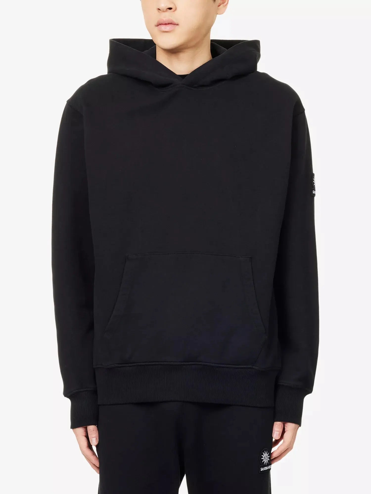 Men's Badge-Logo Relaxed-Fit Cotton Hoodie Sandbanks
