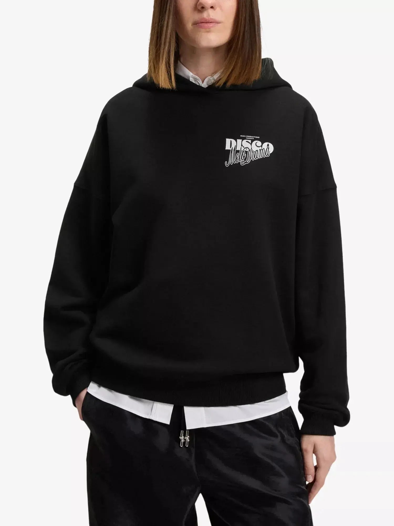 Women's Branded-Print Relaxed-Fit Cotton-Jersey Hoody HUGO