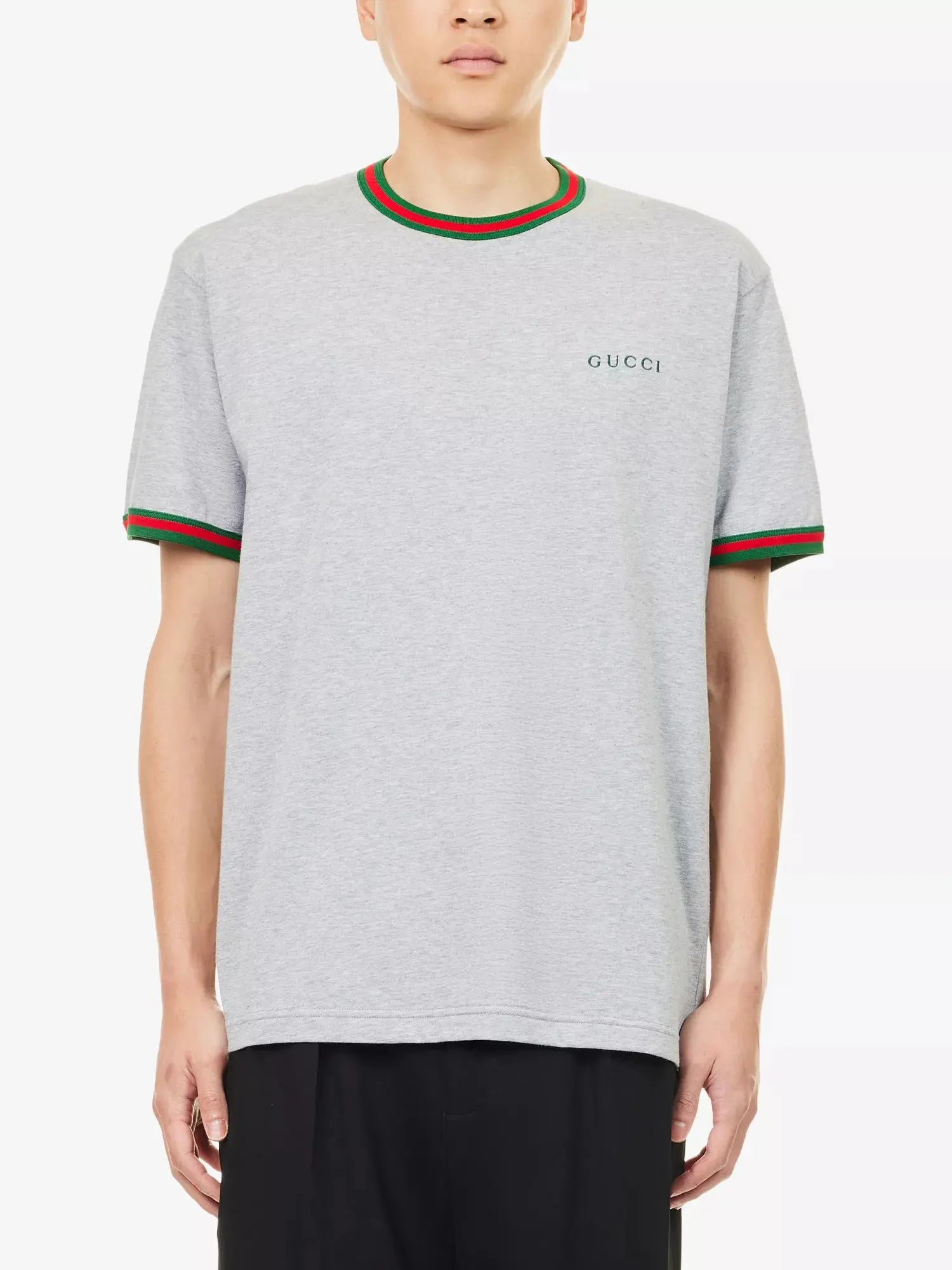 Men's Embroidered-Logo Short-Sleeve Cotton T-Shirt Gucci