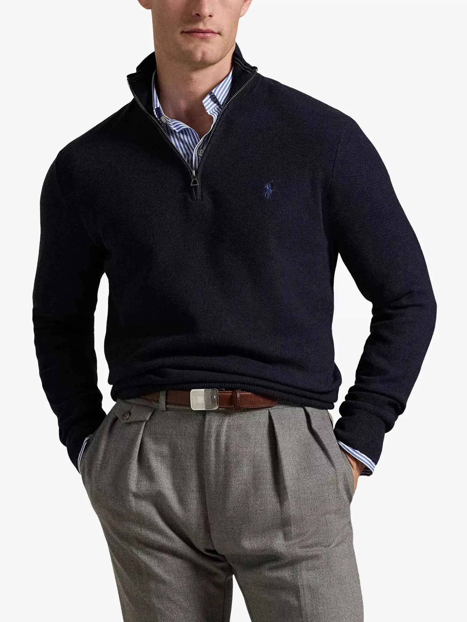 Men's Logo-embroidered half-zip cotton-knit sweatshirt Polo Ralph Lauren
