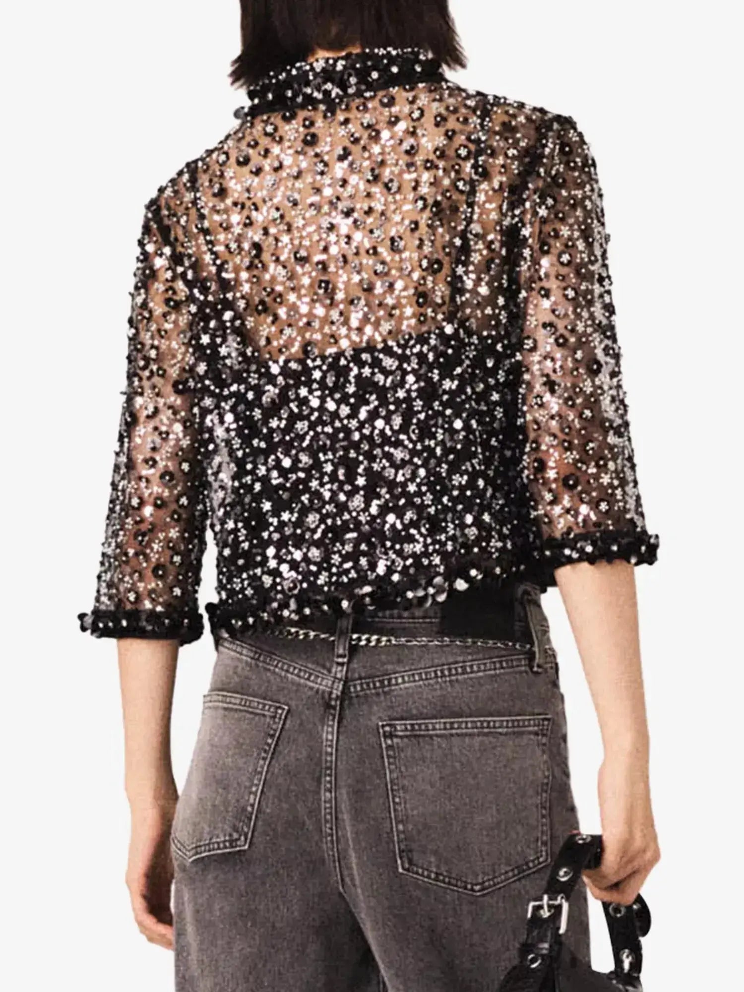 Women's Relaxed-Fit Sequin-Embellished Tulle Shirt Maje