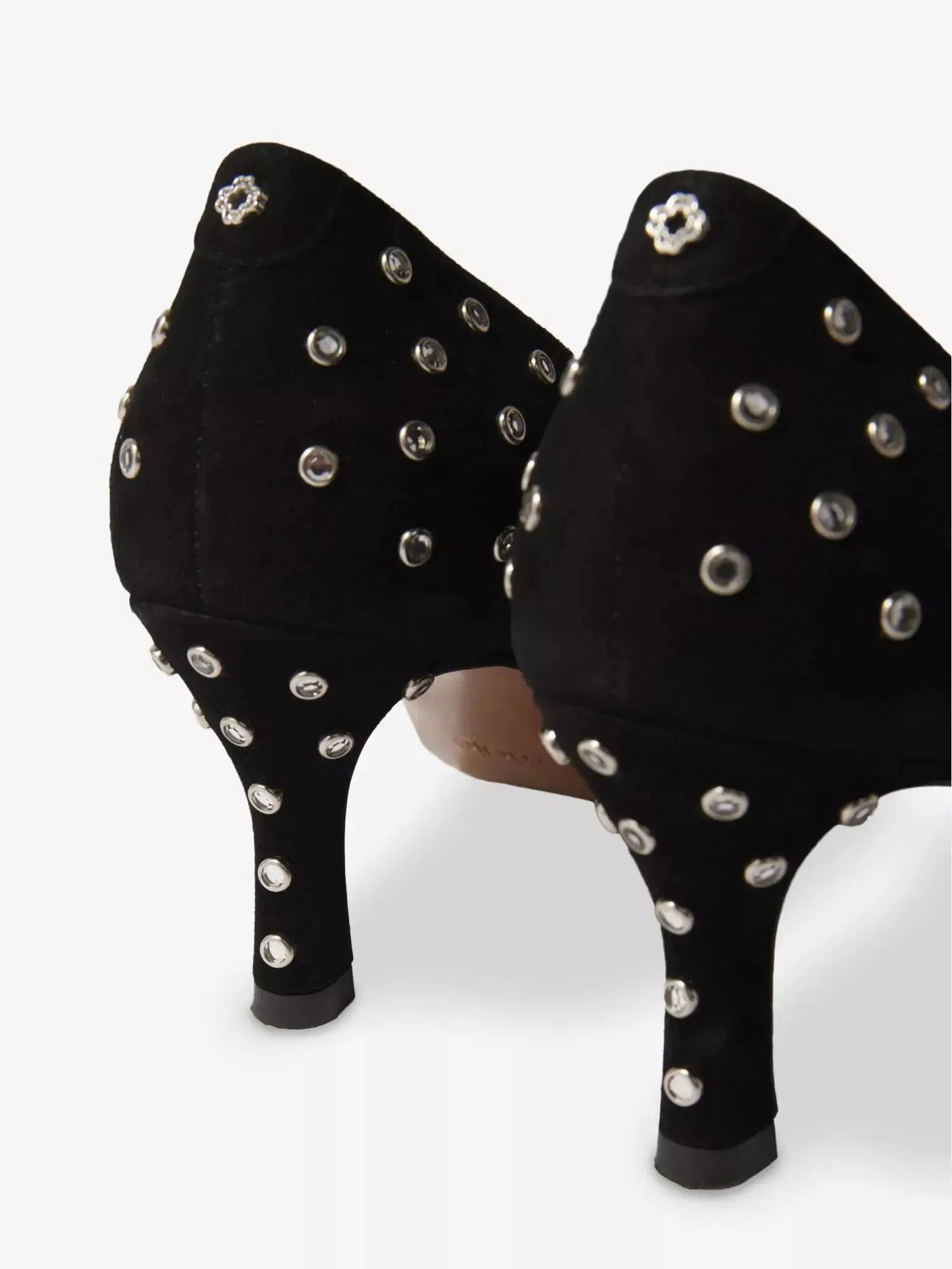 Women's Rhinestone-Embellished Heeled Leather Pumps Maje
