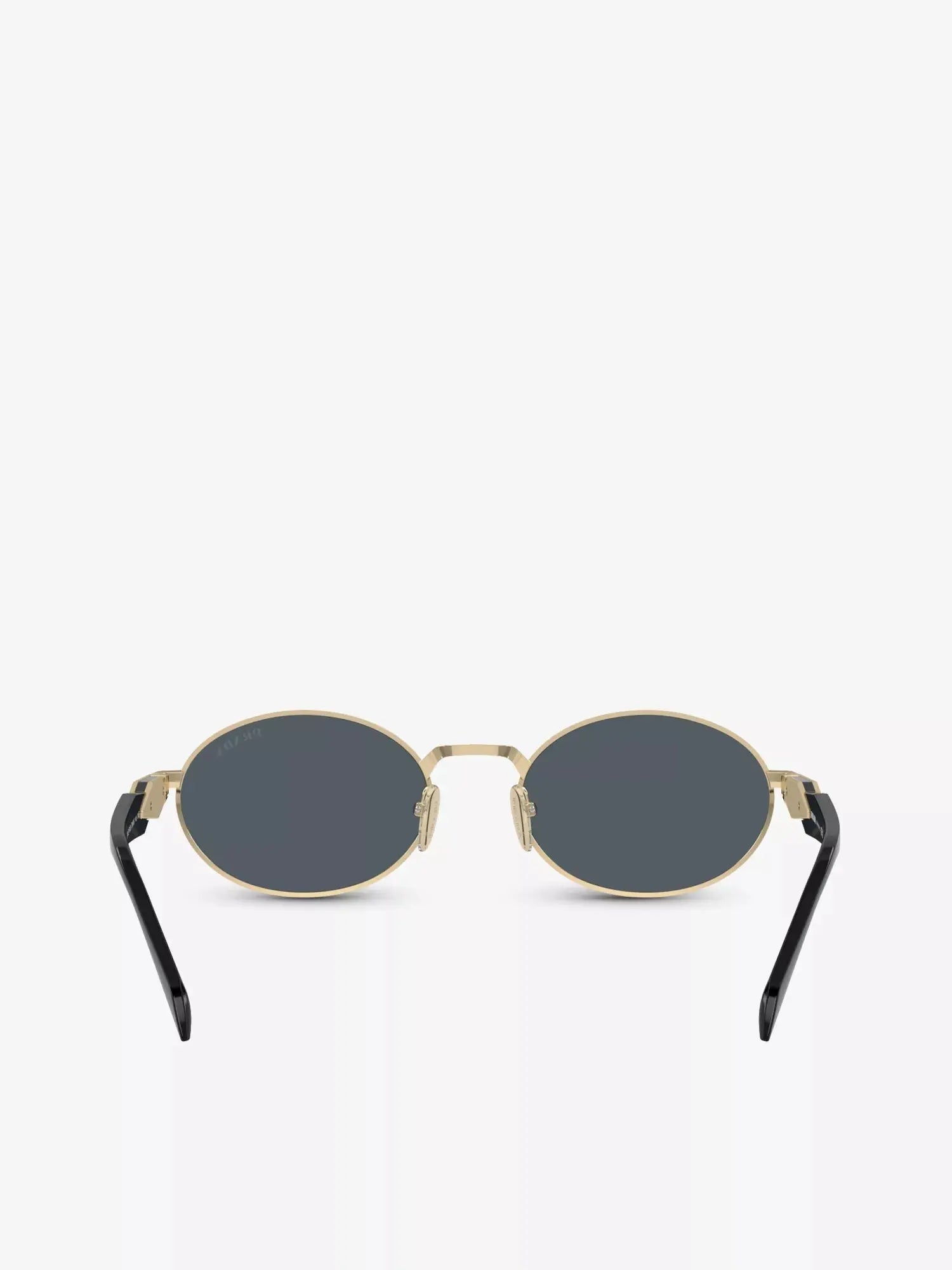 Women's PR 65ZS Oval-Frame Metal Sunglasses Prada