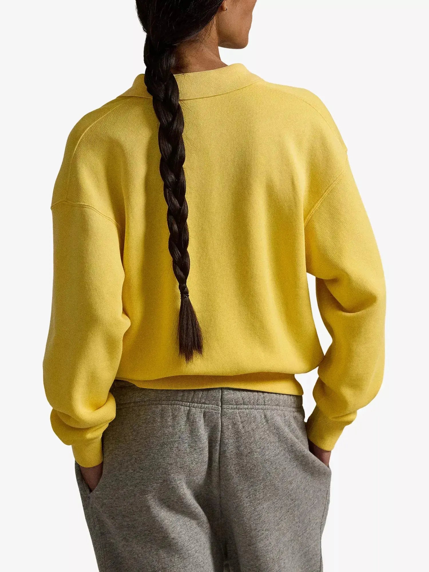 Women's Brand-Embroidered Polo-Collar Cotton-Blend Sweatshirt Polo Ralph Lauren
