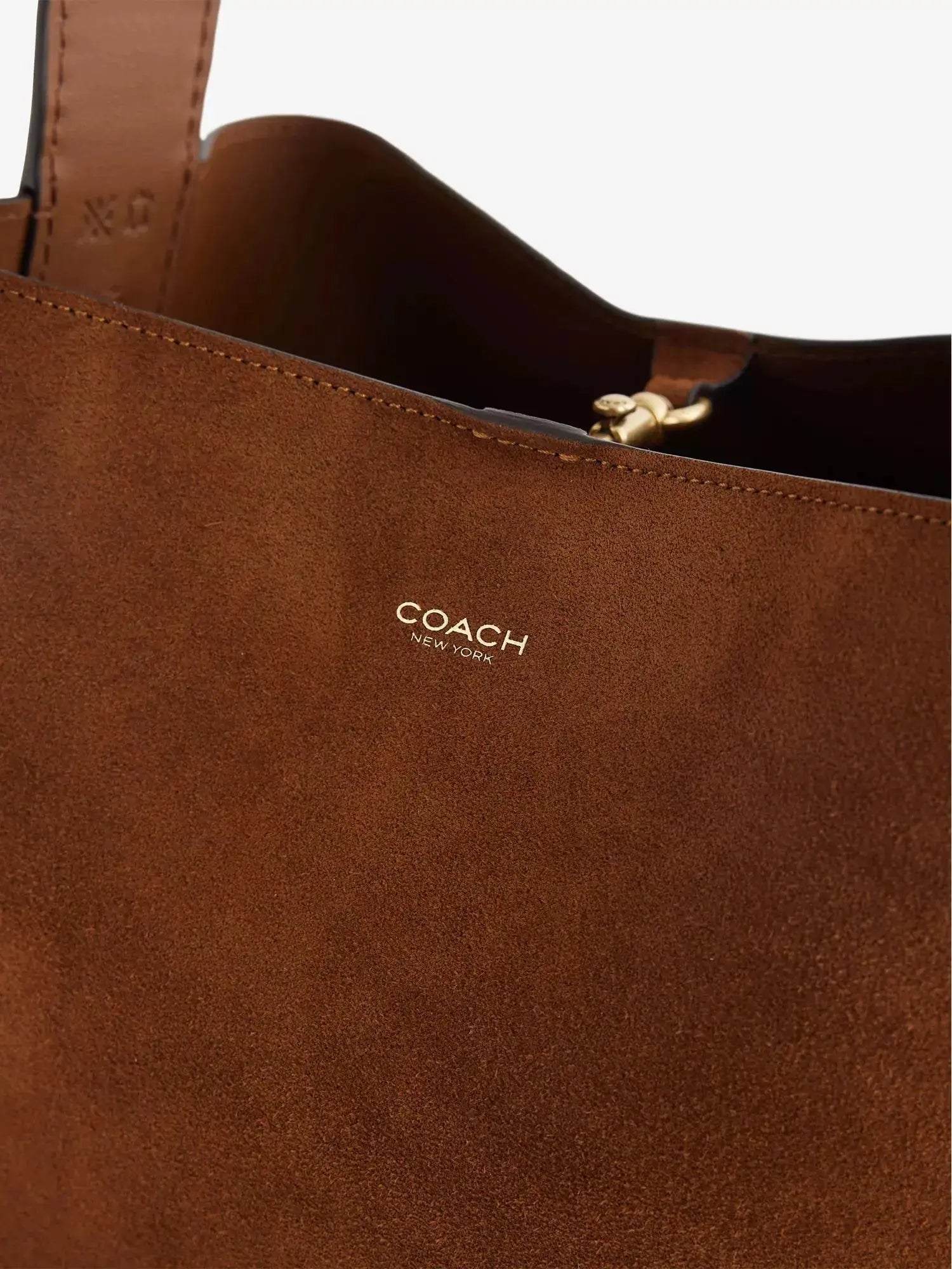 Women's Bleecker Foil-Print Logo Leather-Suede Bucket Bag Coach