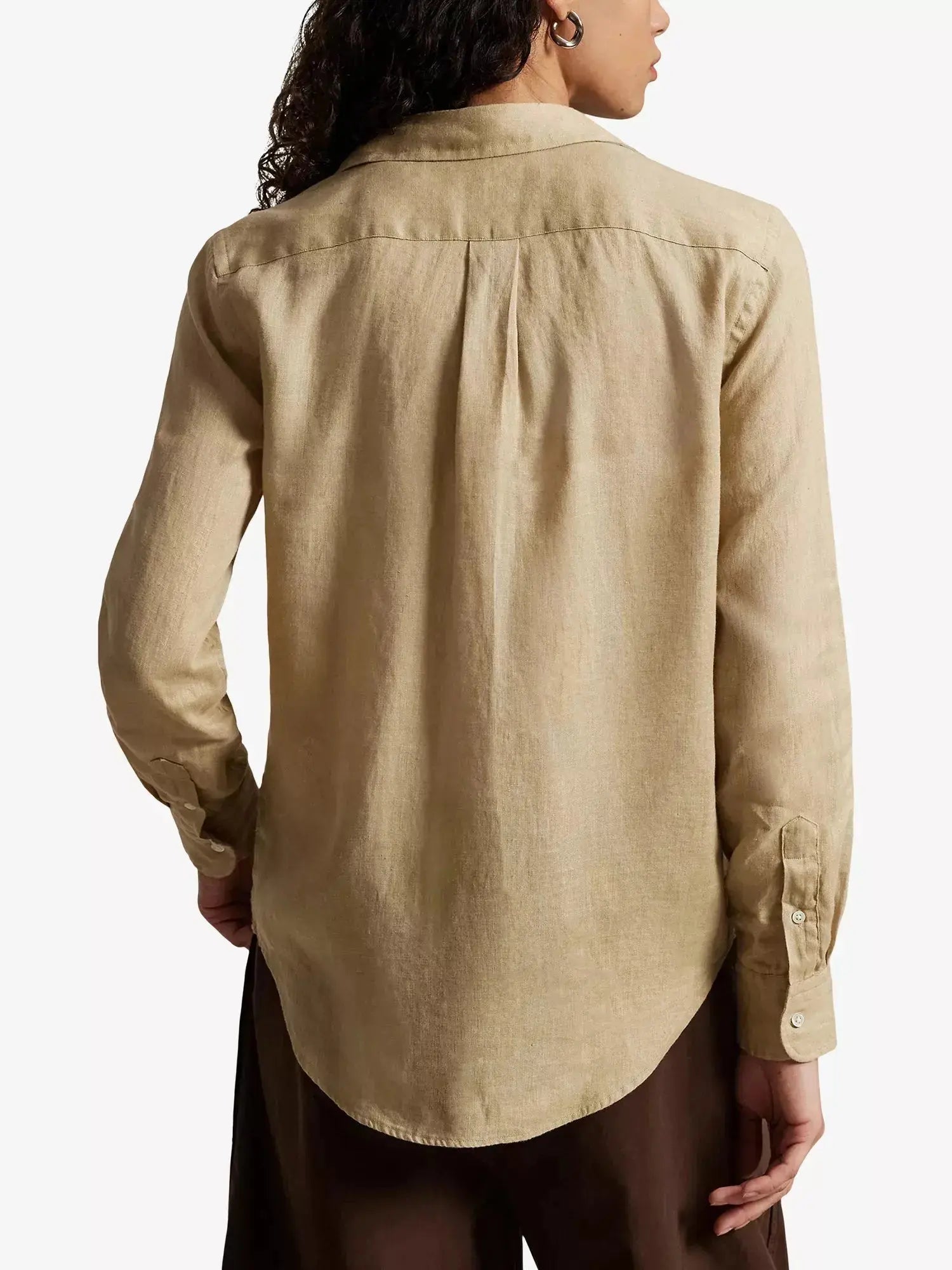 Women's Brand-Embroidered Long-Sleeved Linen Shirt Polo Ralph Lauren