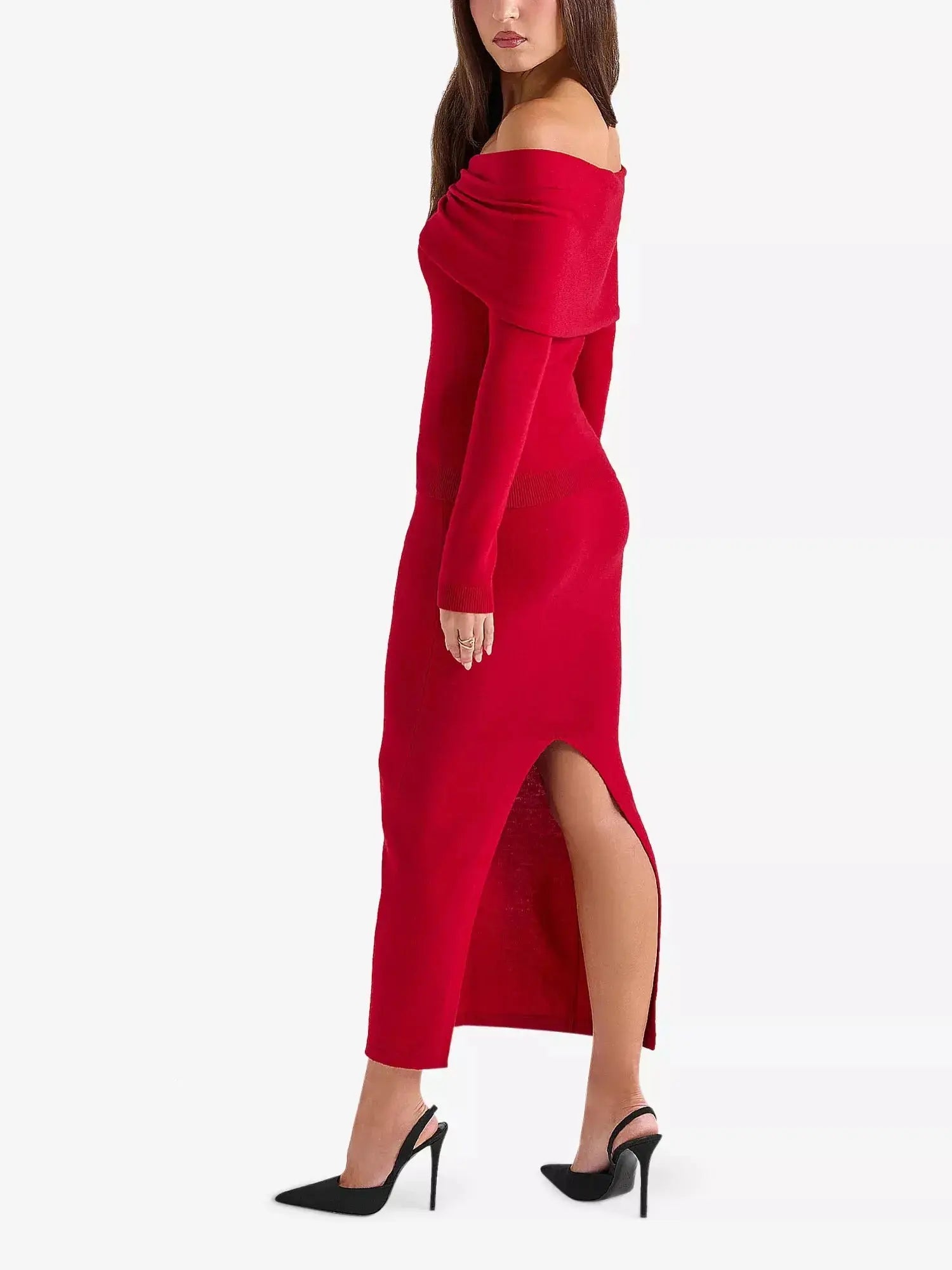 Women's Amaryllis Off-Shoulder Knitted Jumper House of CB