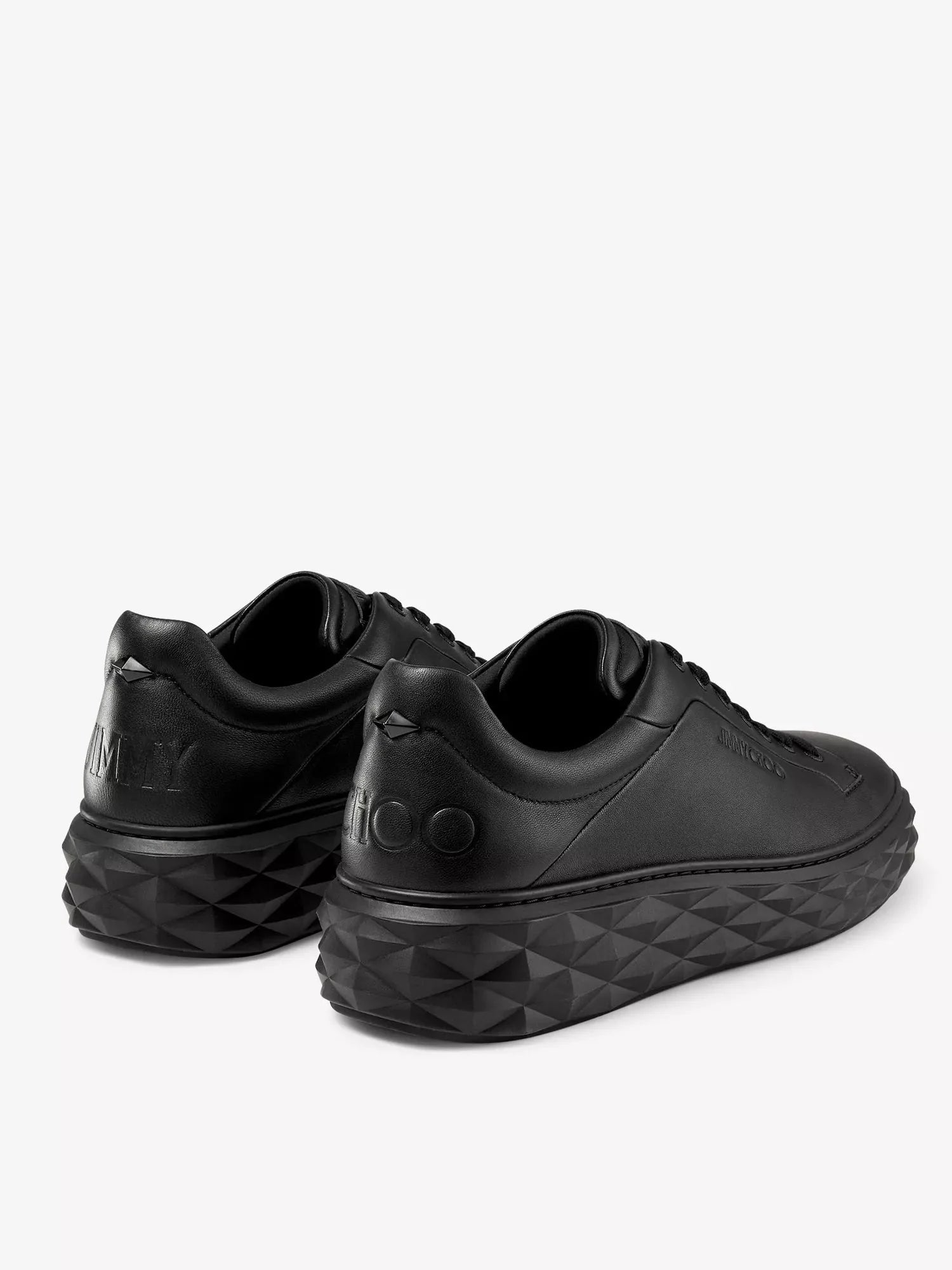 Men's Diamond Maxi logo-embossed leather low-top trainers Jimmy Choo
