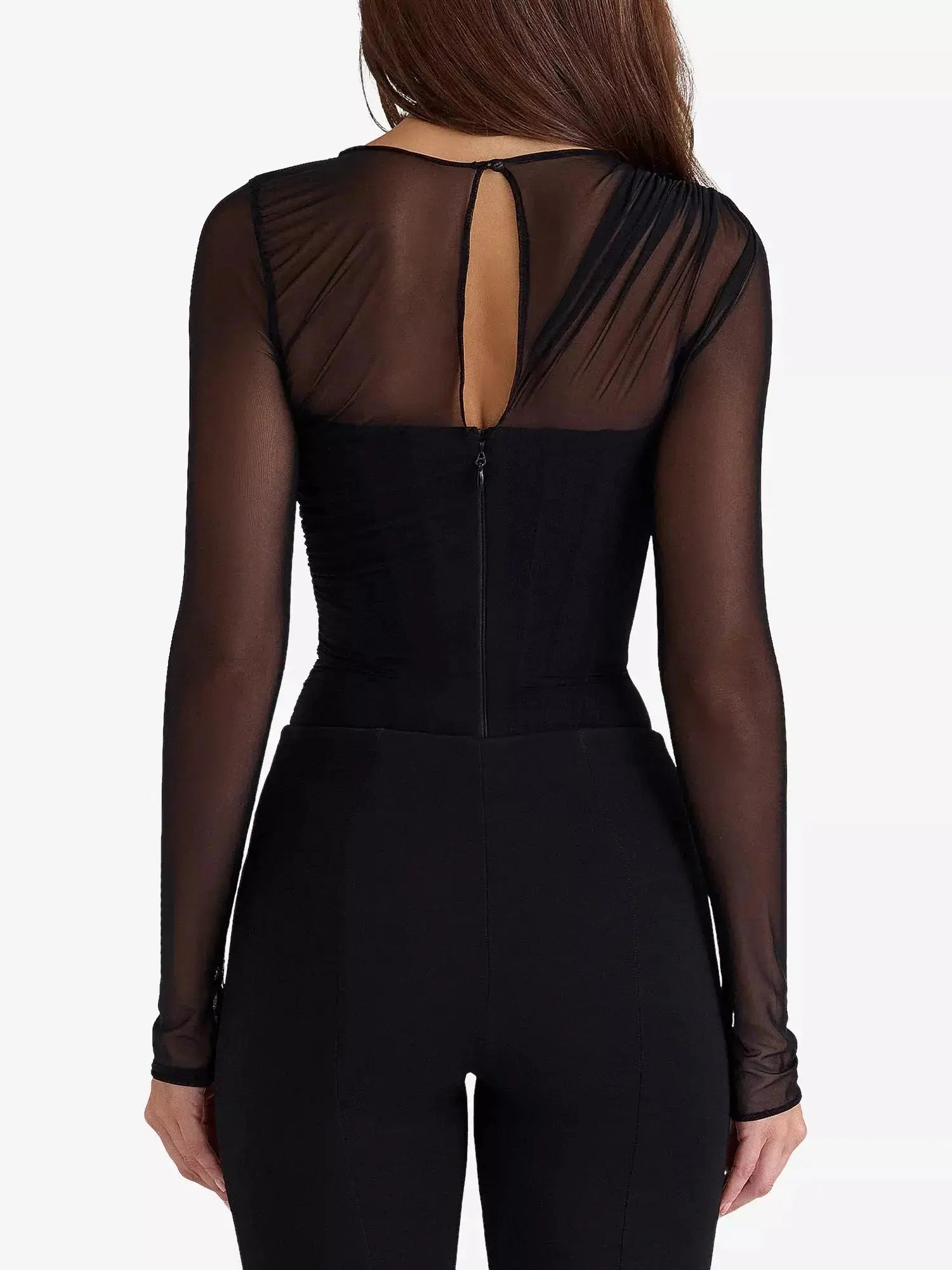 Women's Orelia Draped Stretch-Mesh Bodysuit House of CB