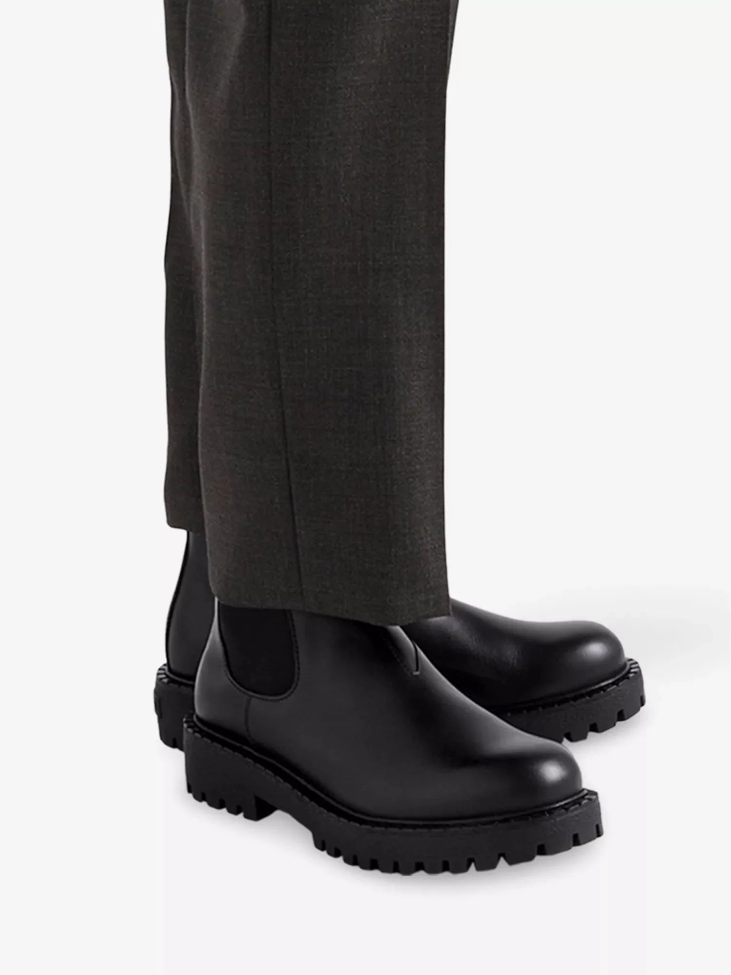 Men's Lug Tread Leather Chelsea Boots Prada