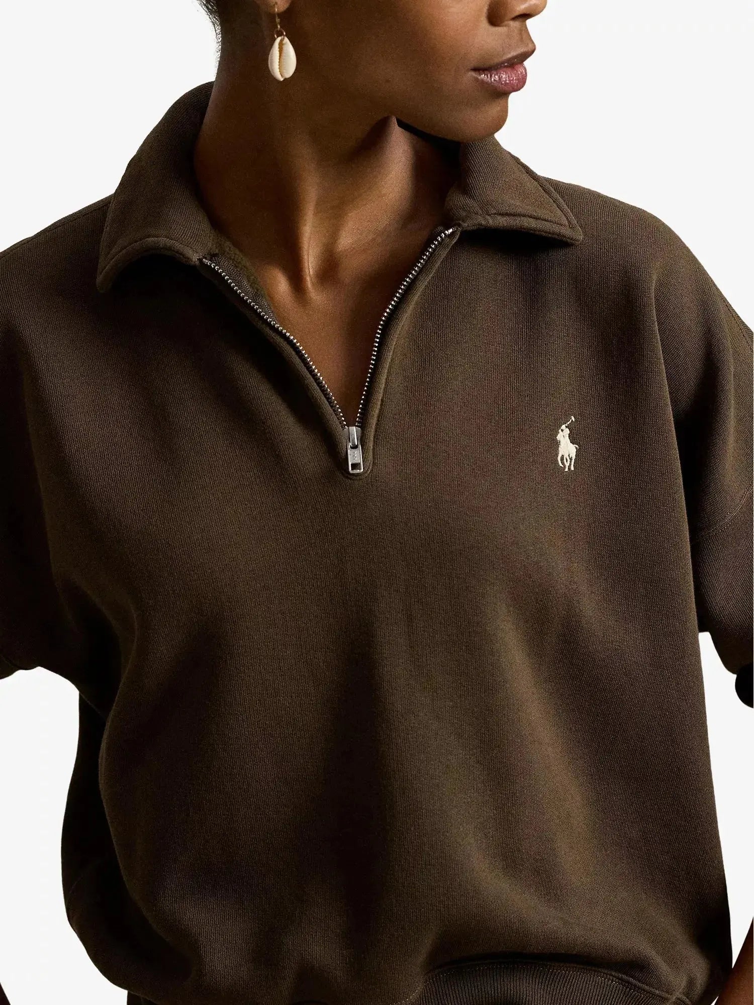 Women's Brand-Embroidered Half-Zip Cotton-Blend Sweatshirt Polo Ralph Lauren