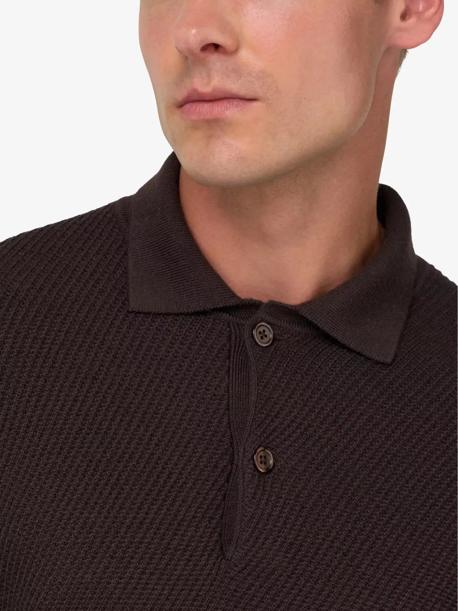 Men's Long-Sleeved Knitted Merino-Wool Polo Shirt Boggi Milano