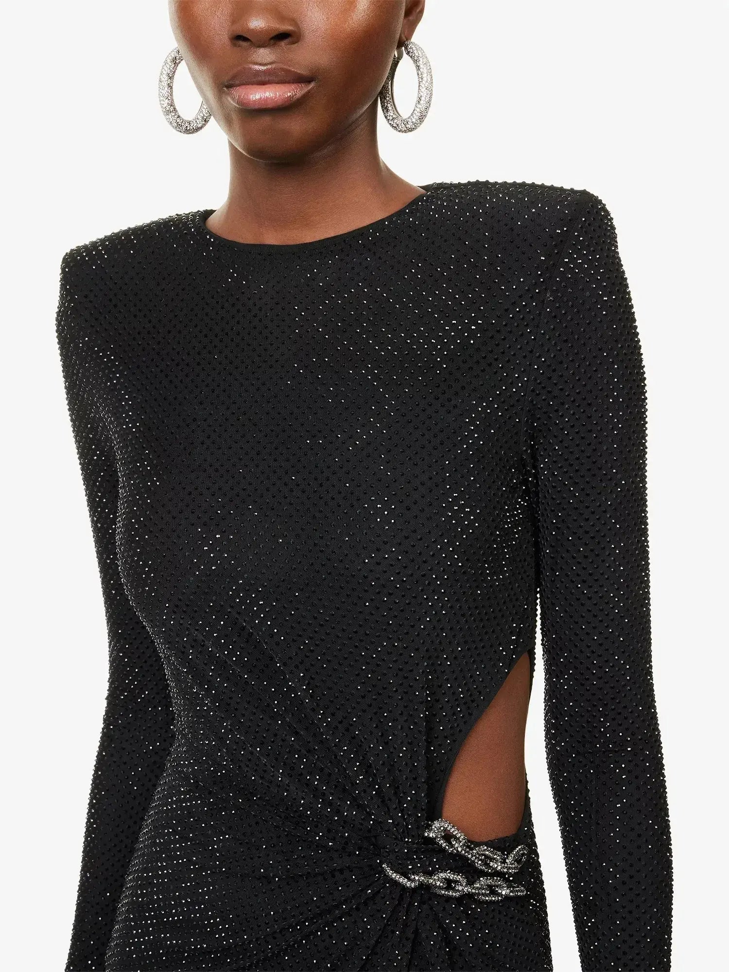 Women's Rhinestone-Embellished Cut-Out Stretch-Mesh Maxi Dress Self-Portrait