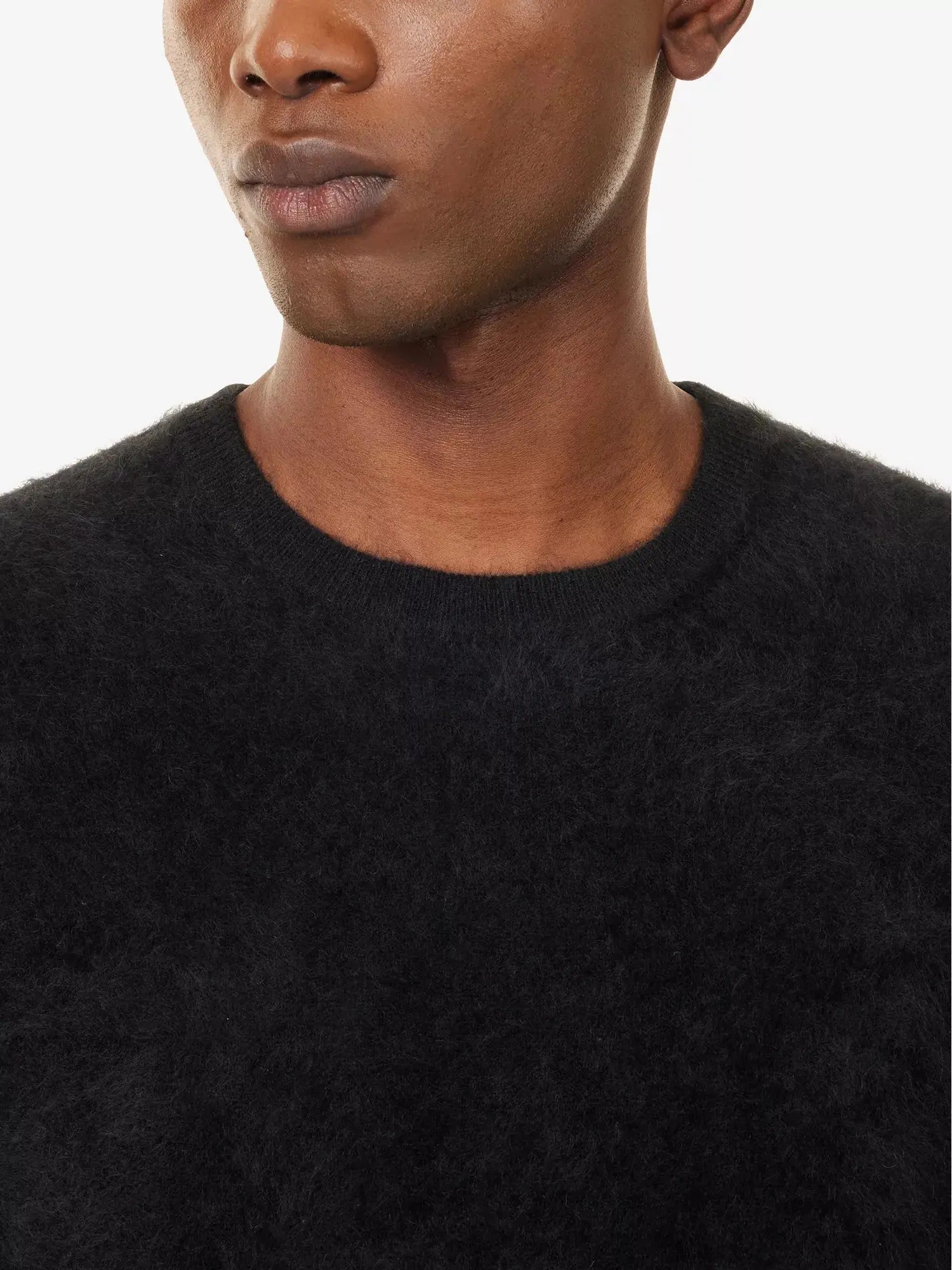Men's Brushed-Knit Crewneck Cashmere Jumper Soft Goat