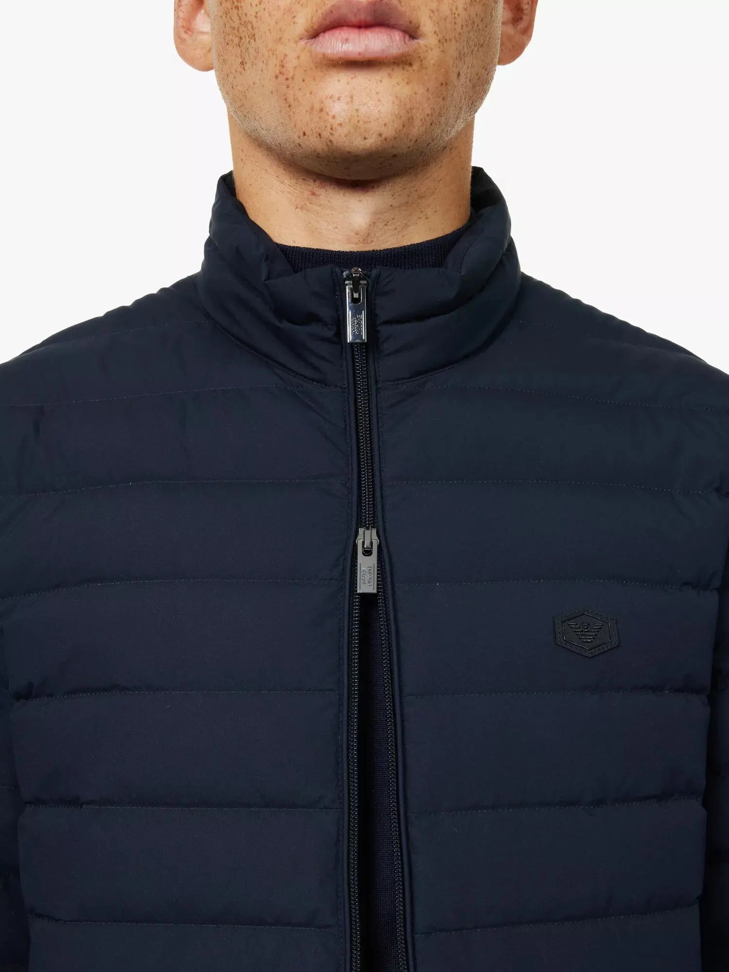 Men's Badge padded slim-fit woven-down jacket Emporio Armani